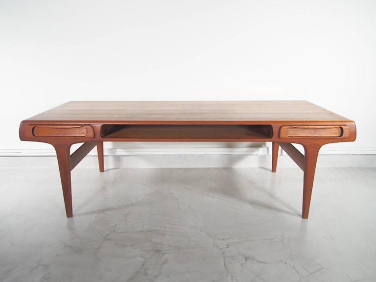 Large Teak Coffee Table Attributed To Johannes Andersen For Sale