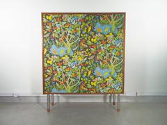 Mid-20th Century Teak Cabinet Decorated with Wallpaper by Josef Frank