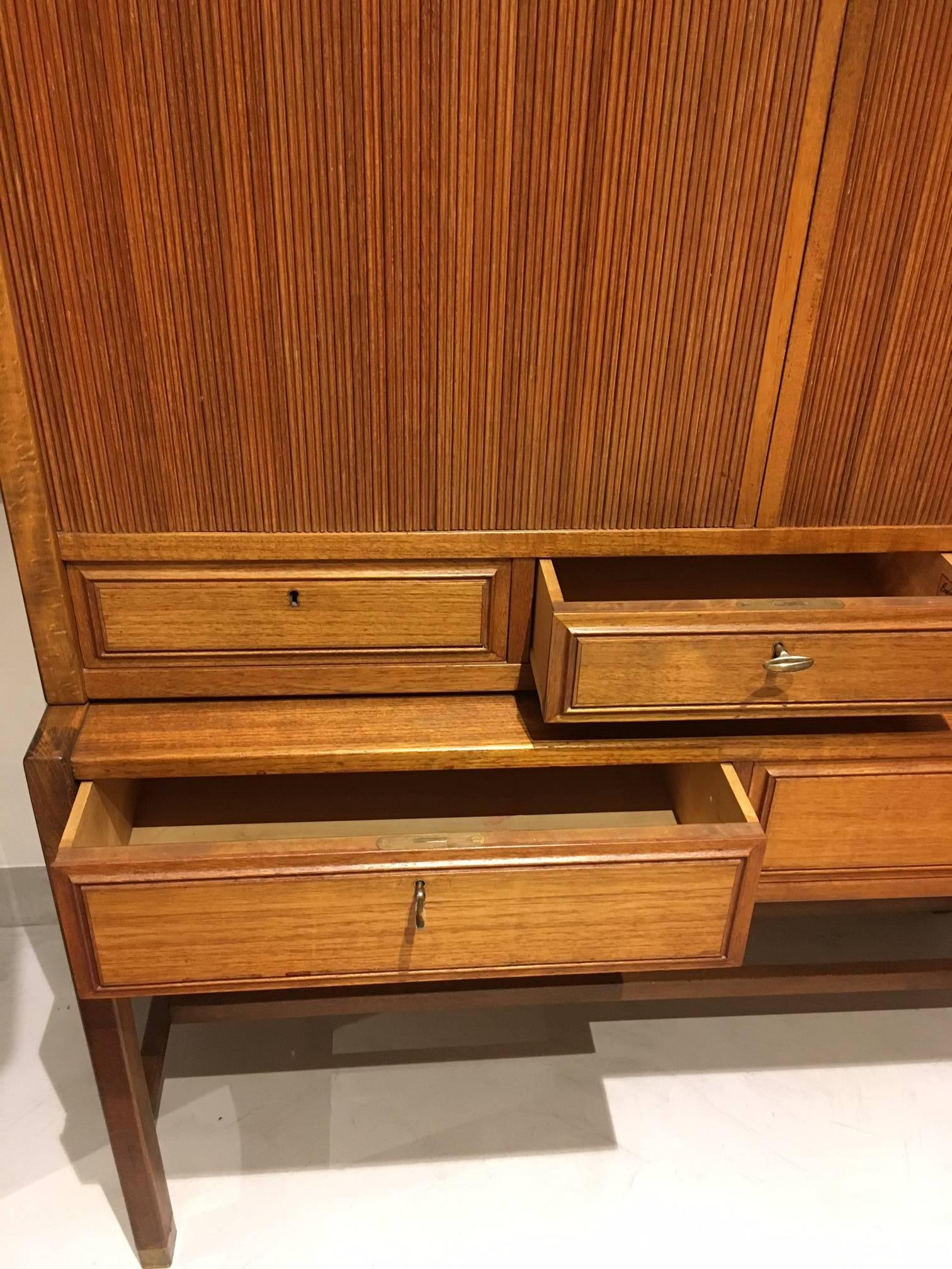 Mid-20th Century Swedish Teak Cabinet with Tambour Doors 3