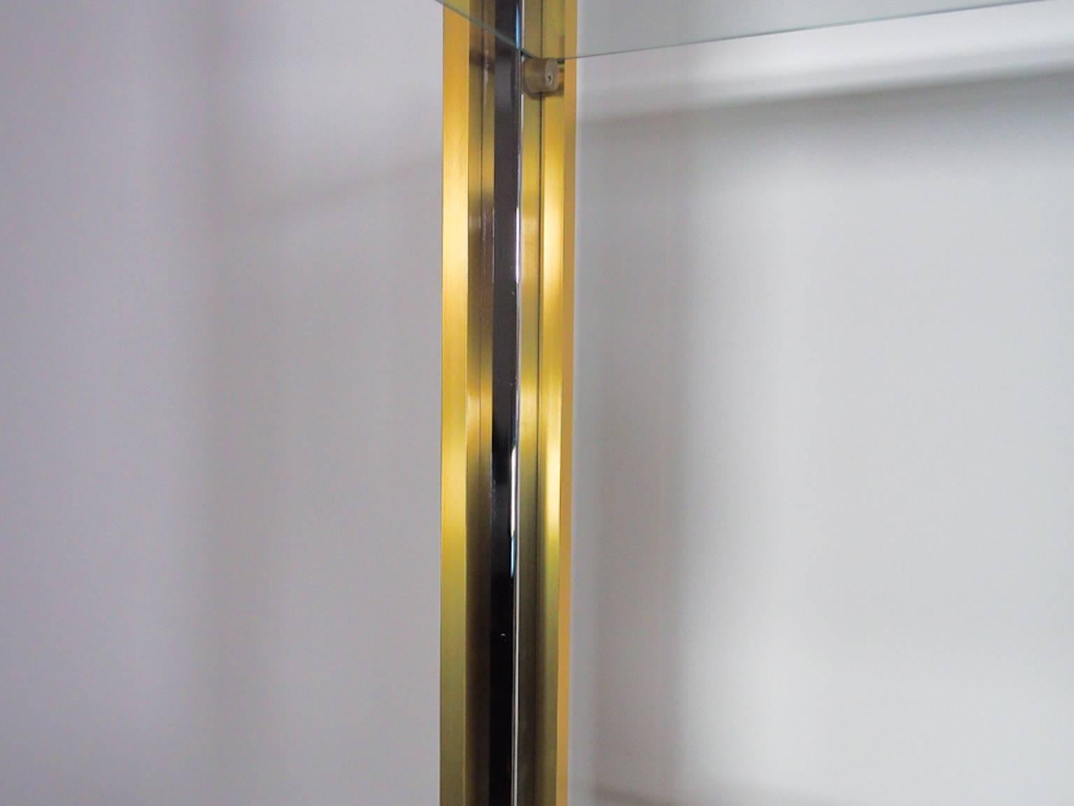 Mid-Century Modern Renato Zevi Polished Chrome and Brass Shelving 3