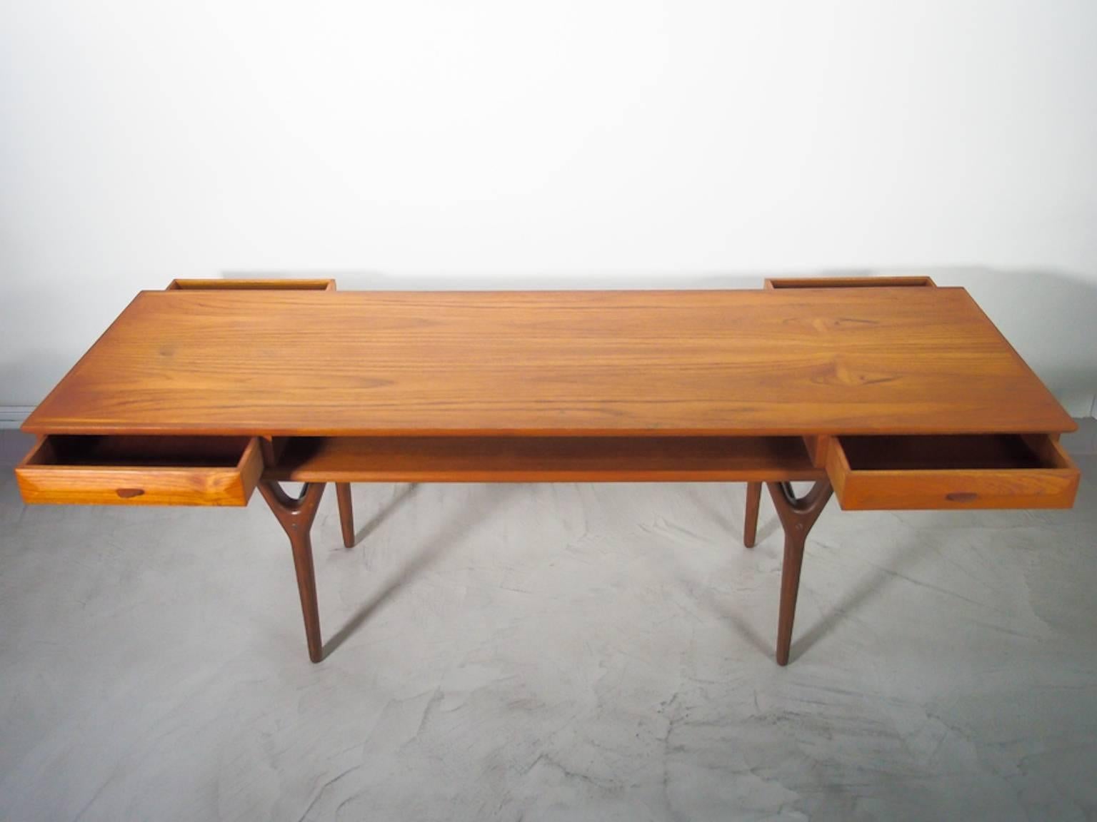 Scandinavian Modern Danish Rectangular Teak Coffee Table with Drawers