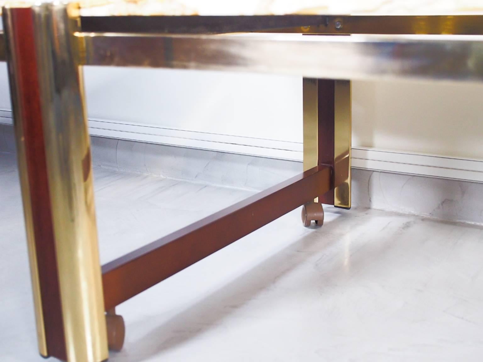 Marble Coffee Table with Brass Frame, 1985 2