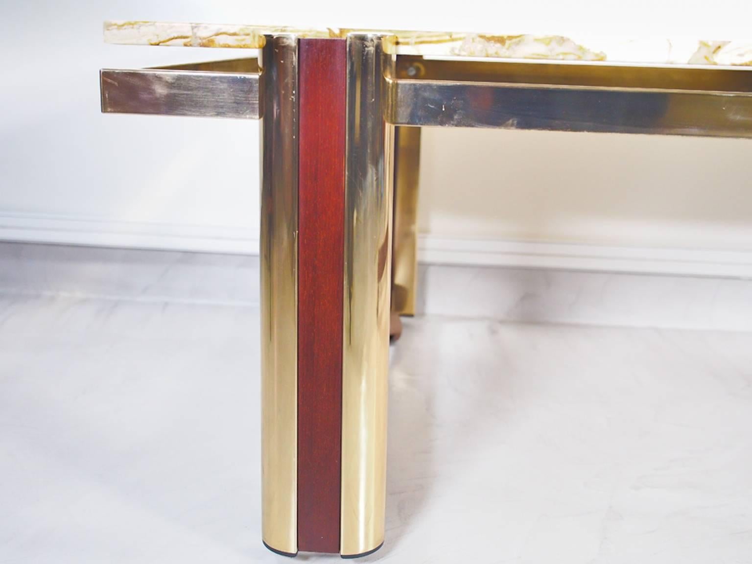 Marble Coffee Table with Brass Frame, 1985 1