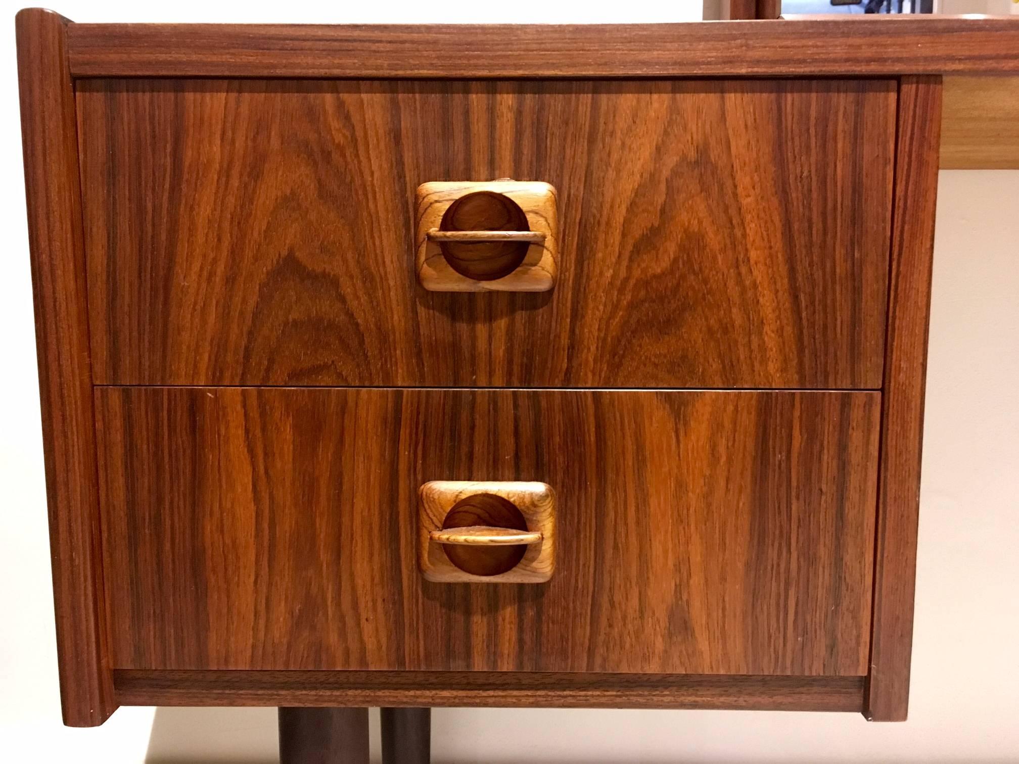 Mid-Century Modern Mid-Century Danish Rosewood Vanity Table with Mirror