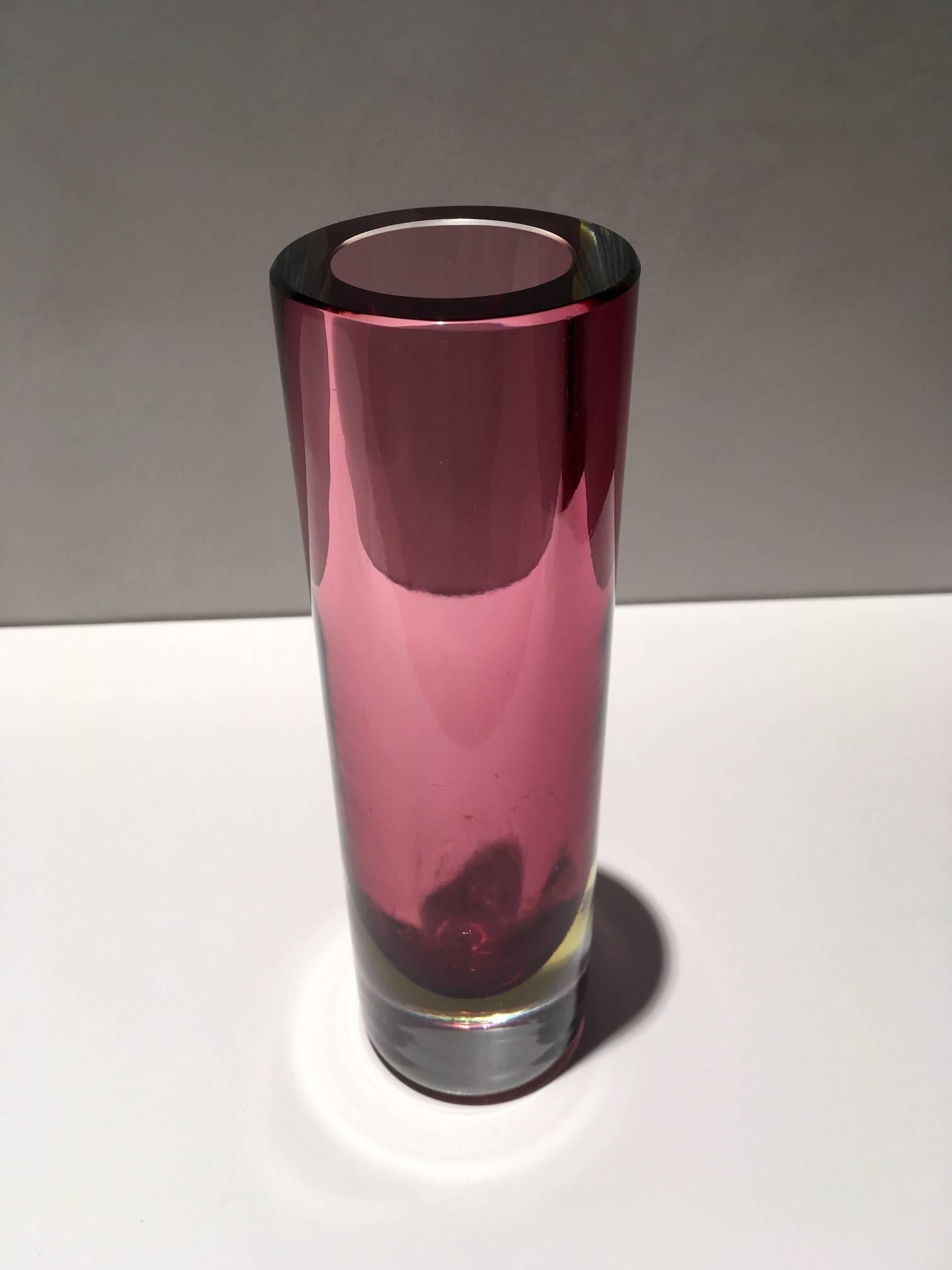 Mid-Century Modern Flavio Poli Pink Sommerso Murano Glass Vase