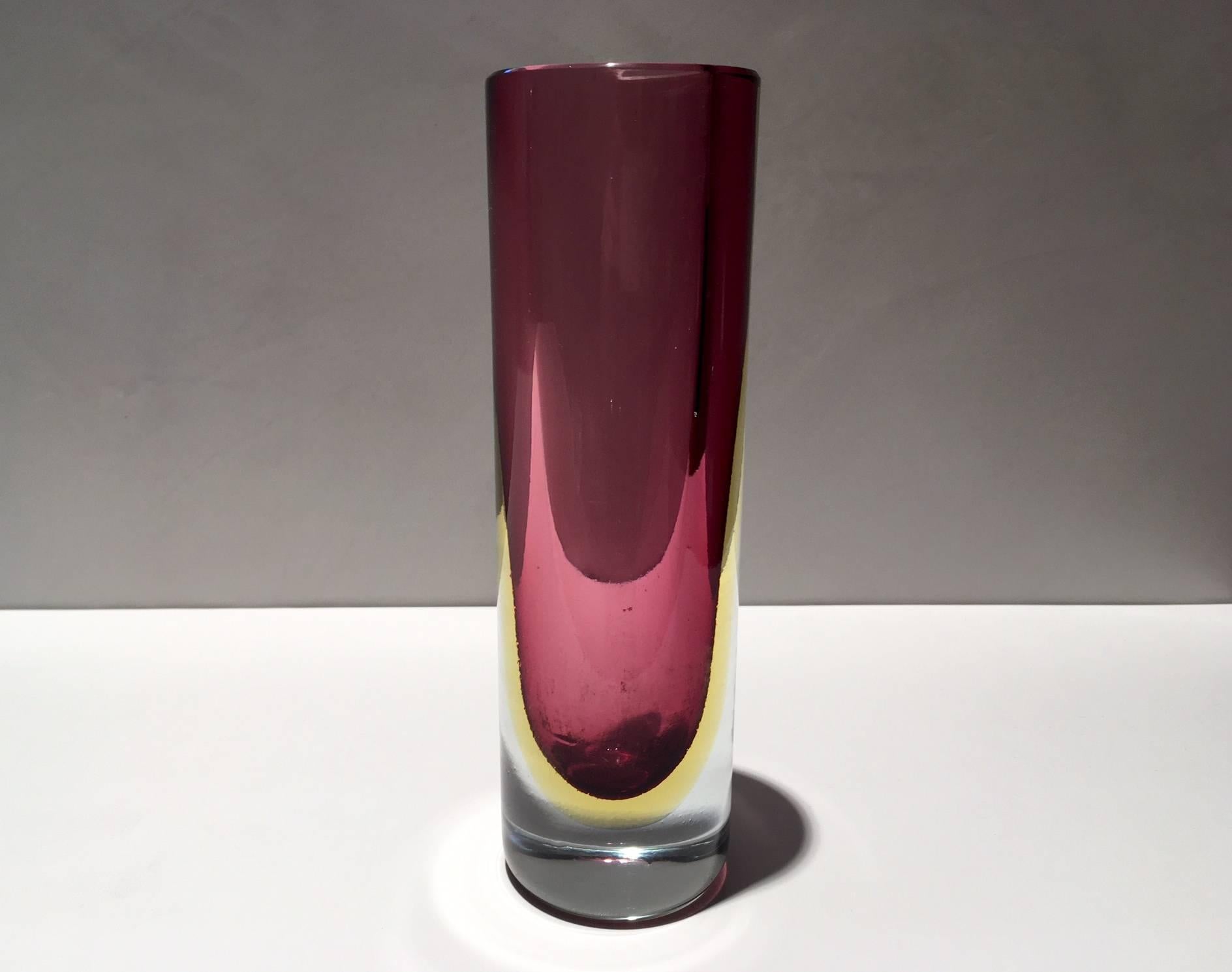 Flavio Poli Pink Sommerso Murano Glass Vase In Good Condition In Madrid, ES