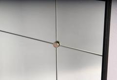 Mid-Century Multi-Part Mirror with Black Wooden Frame and Chrome Details