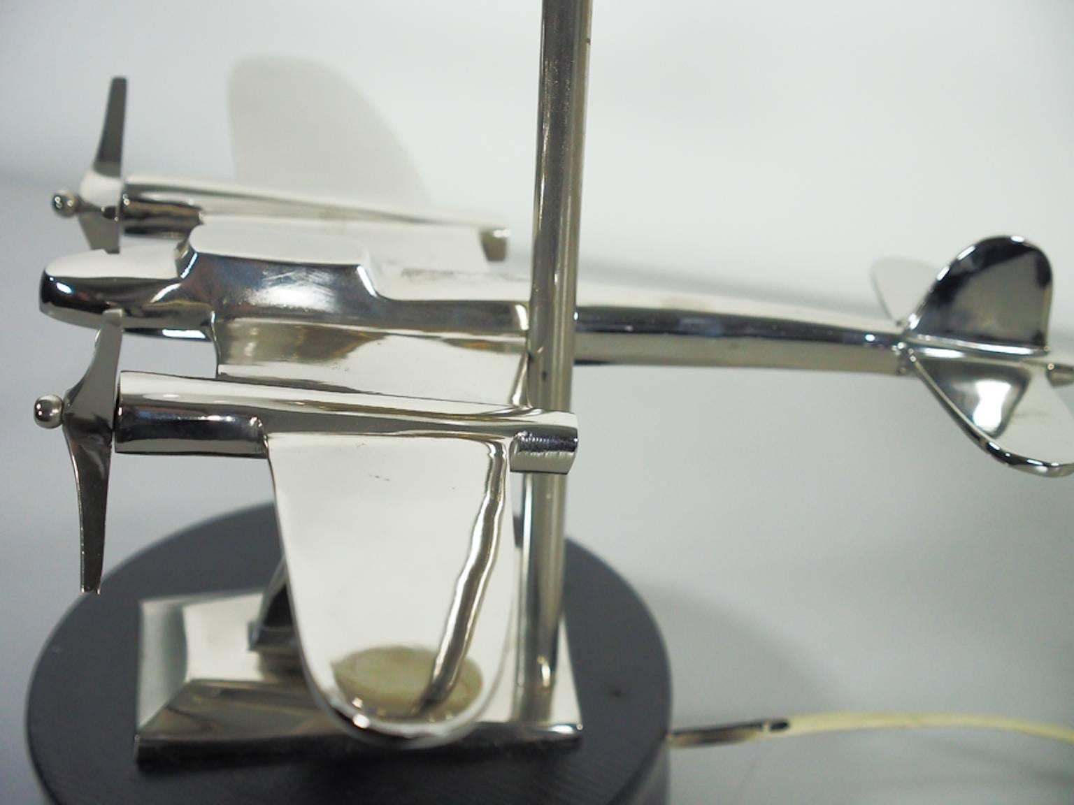 Art Deco Style Aircraft-Shaped Chrome Table Lamp 2