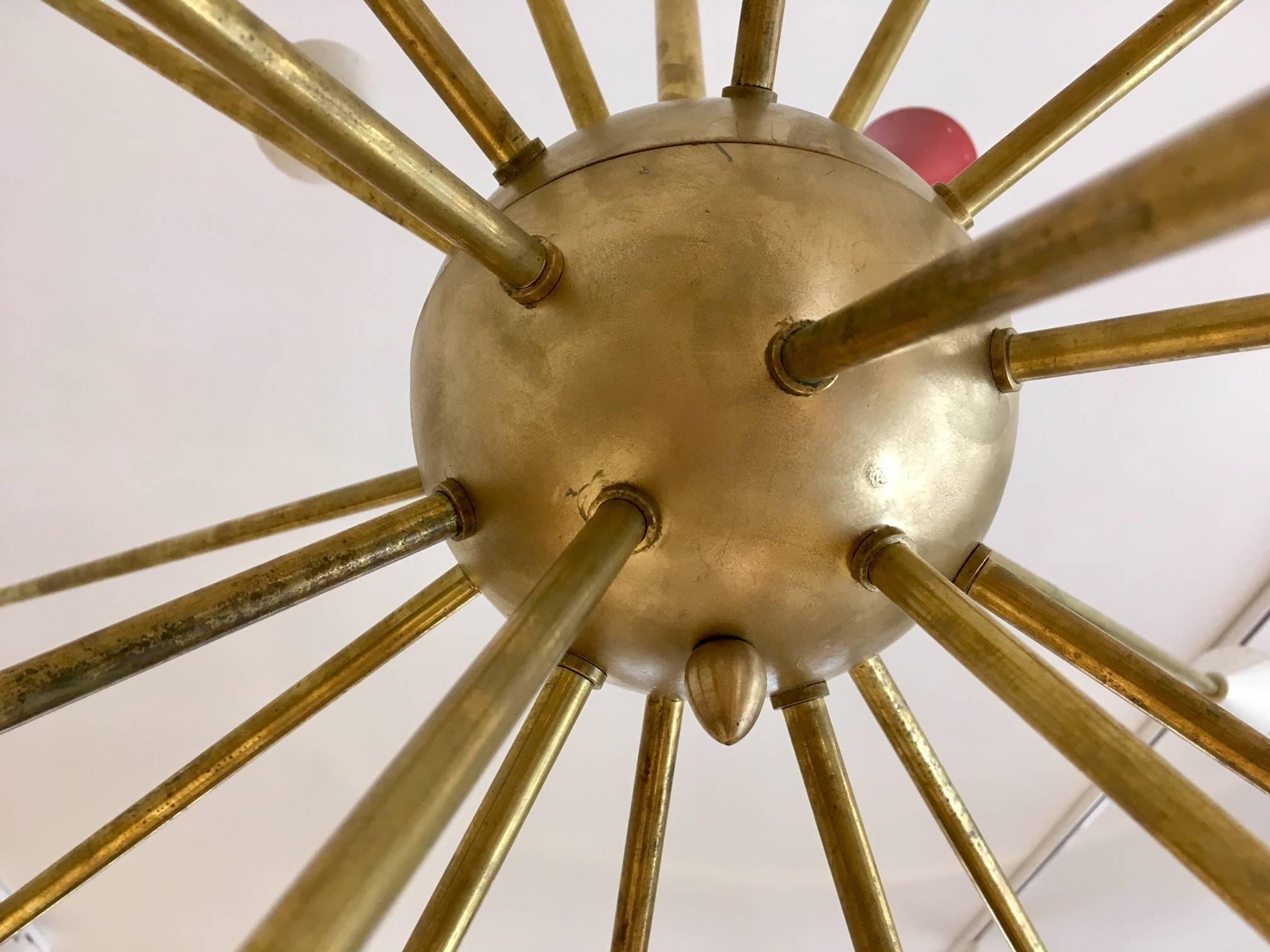 Metal Large Sputnik Chandelier with 24 Colorful Lights in the Style of Stilnovo