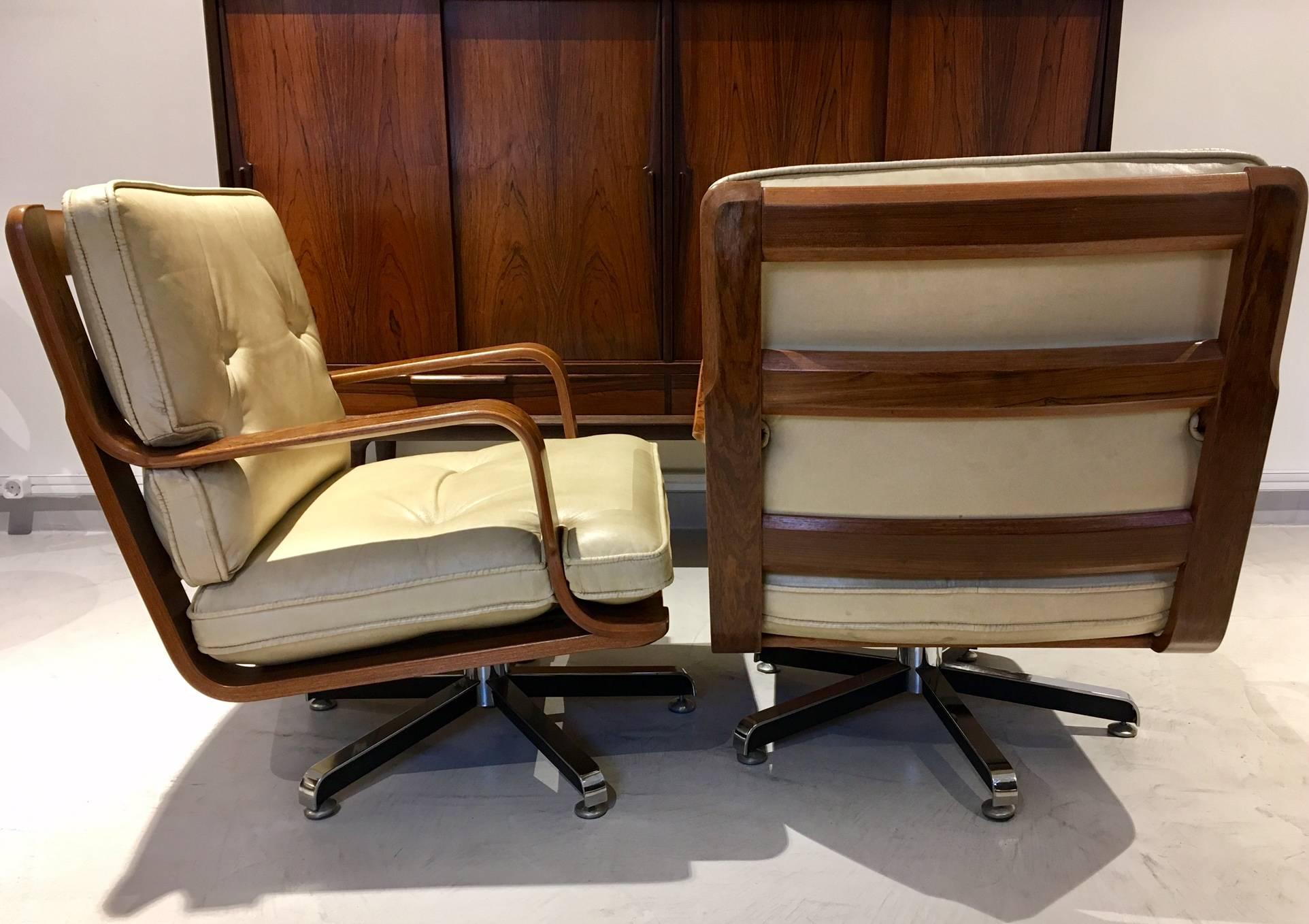cream leather swivel chair