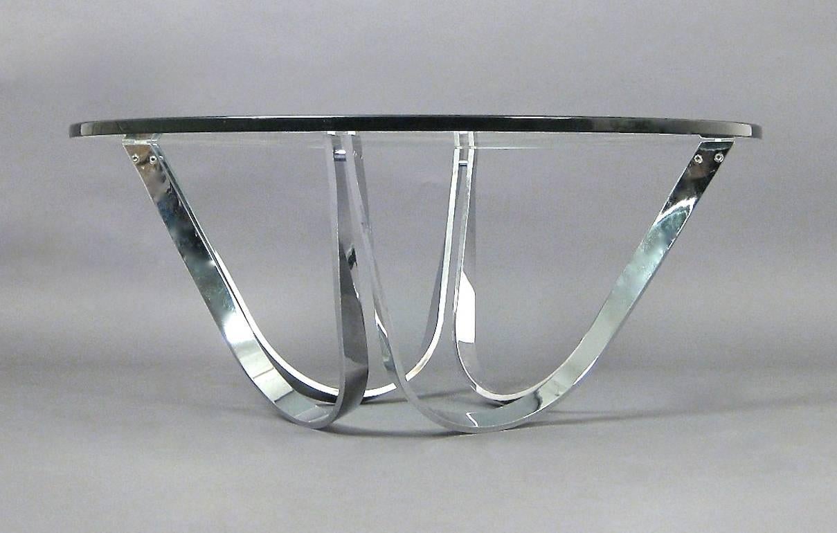 American Chrome and Glass Coffee Table Produced by Tri-Mark Designs