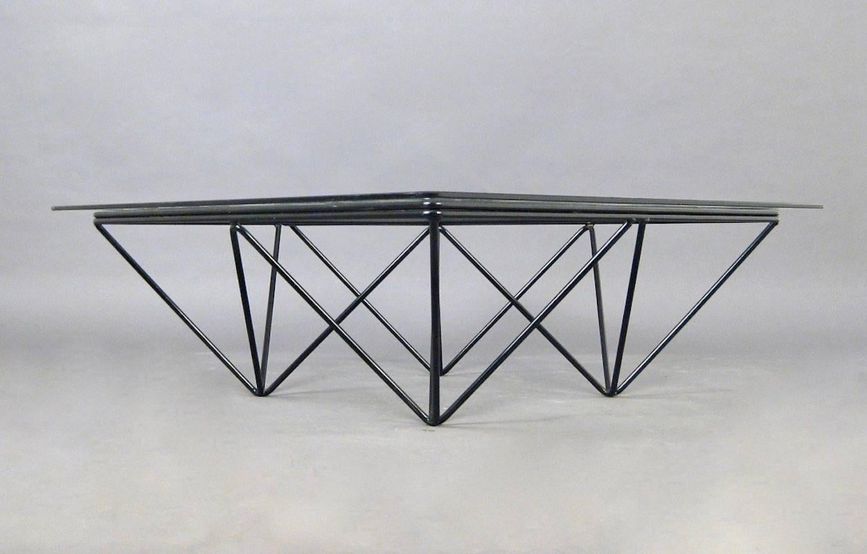 Mid-Century Modern Square Glass Coffee Table in the Style of Paolo Piva's 