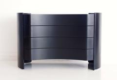 Italian Modern Black Lacquered Wood Commode with Four Drawers