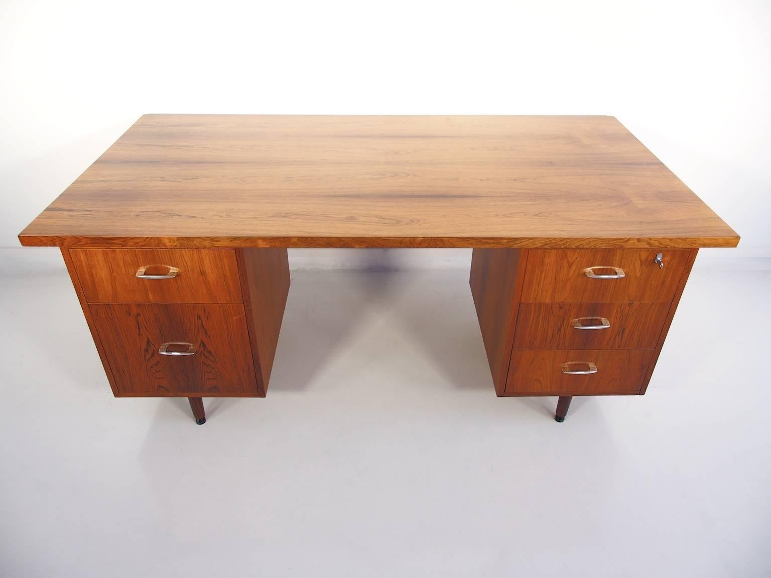 Mid-Century Modern Danish Mid-Century Rosewood Writing Desk with Five Drawers