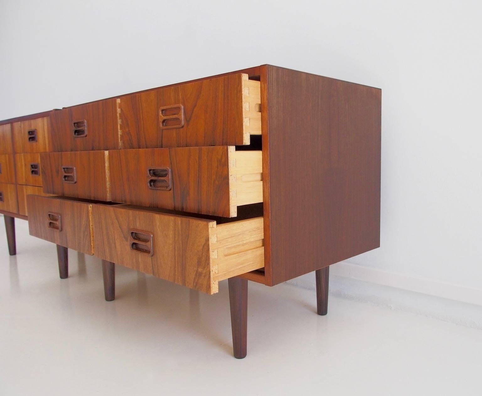 20th Century Pair of Mid-Century Modern Sideboards with Six Drawers