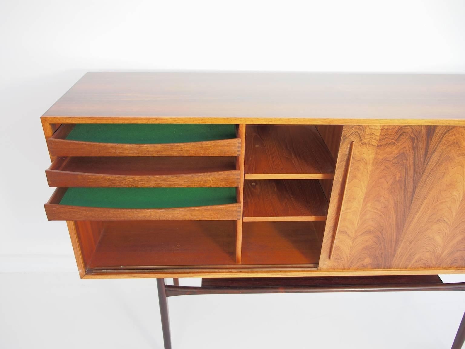 Mid-20th Century Rosewood Sideboard with Sliding Doors 1