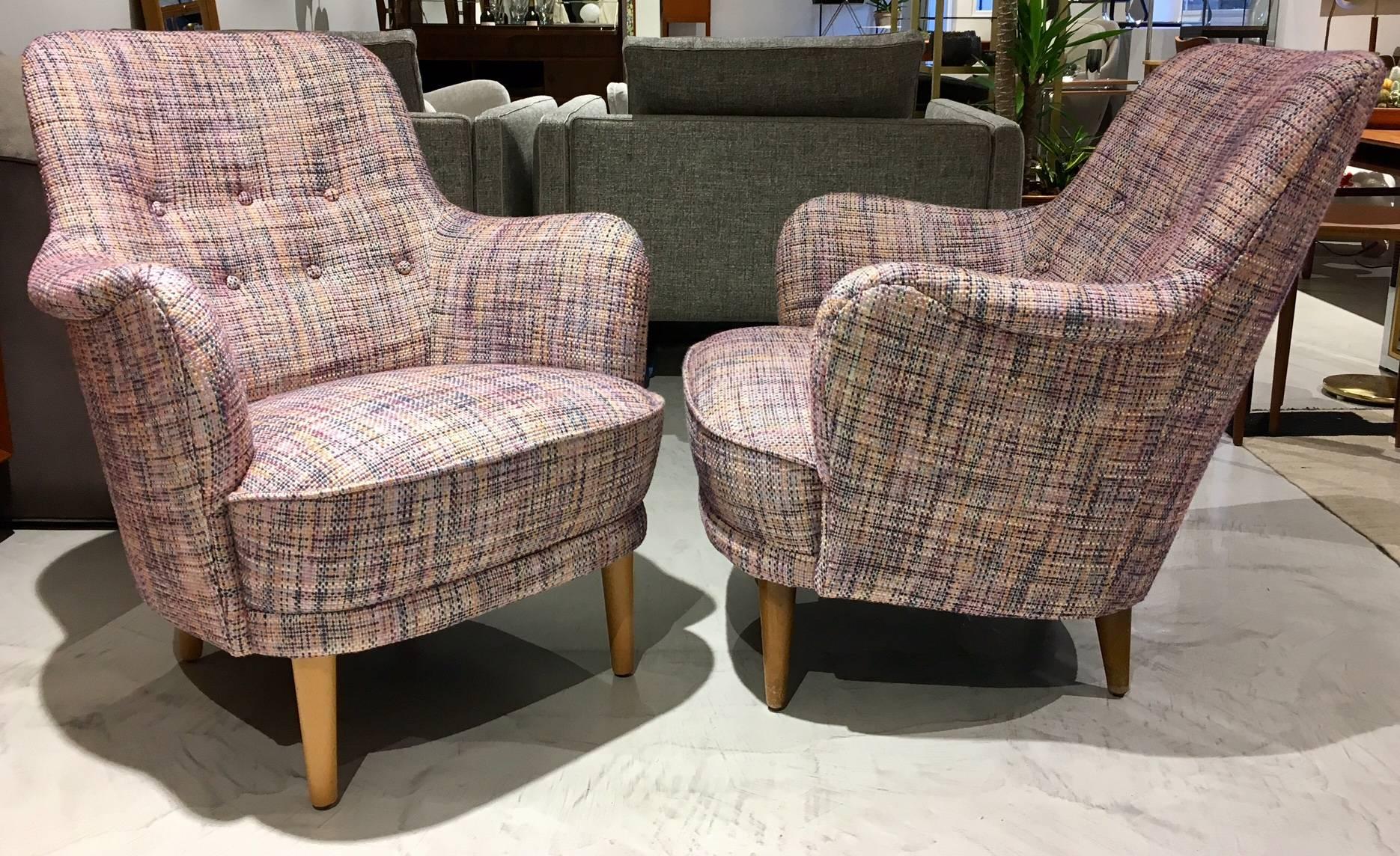 Stained Scandinavian Modern Samsas Easy Chairs by Carl Malmsten