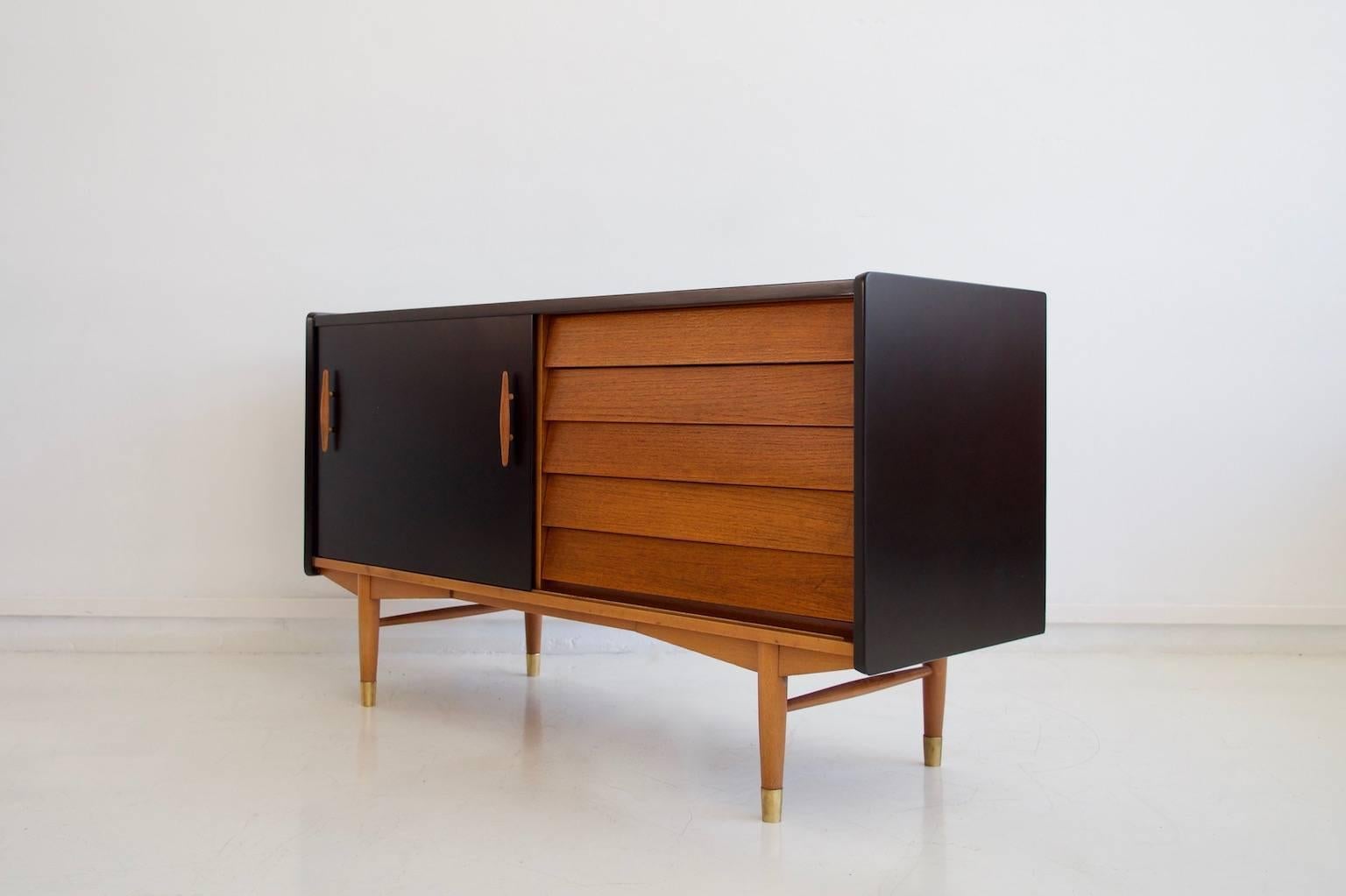 Scandinavian Modern Hugo Troeds Teak and Black Laminate Sideboard, 1957