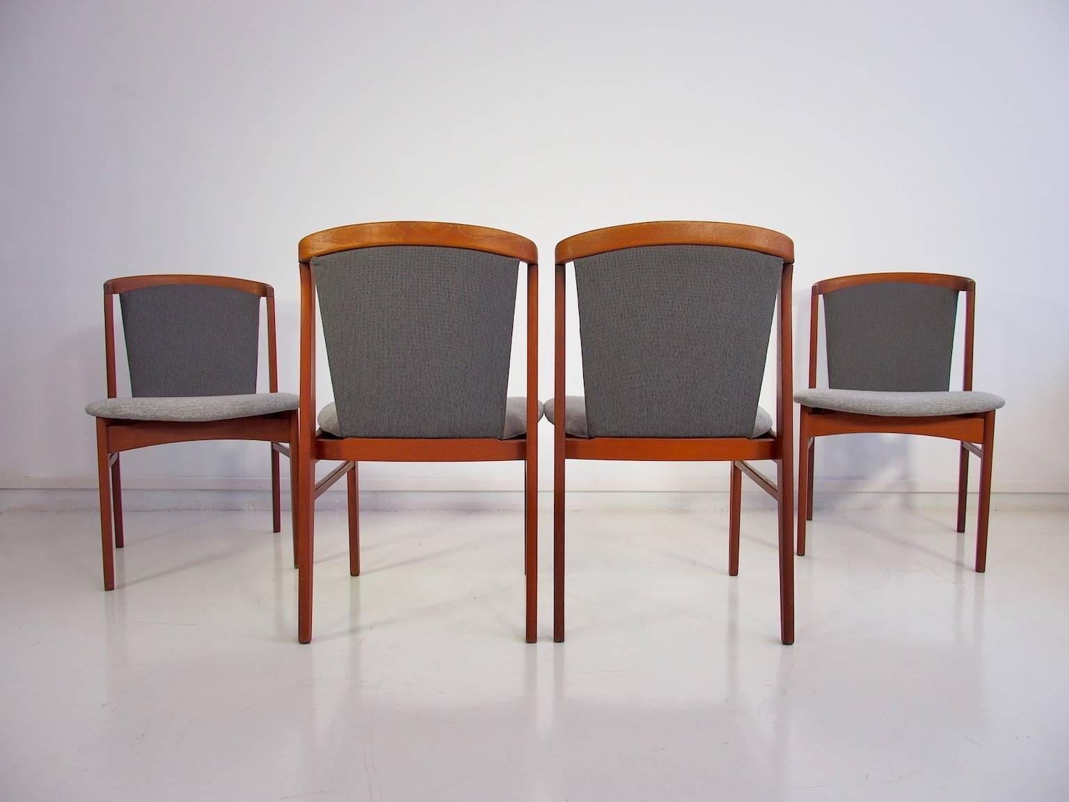 German Four Teak Dining Chairs Designed by Erik Buch for Christensens Mobelfabrik