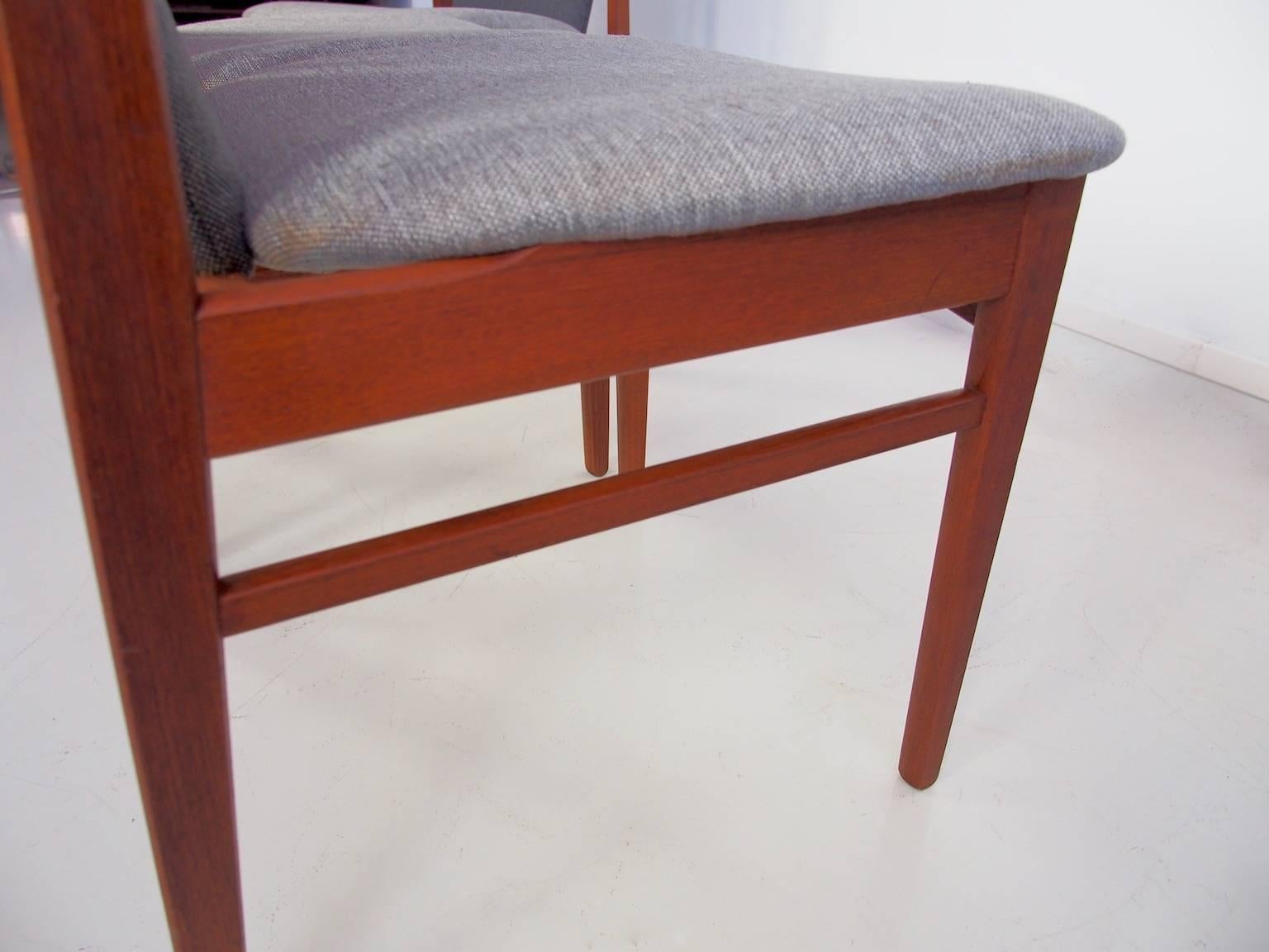 Wool Four Teak Dining Chairs Designed by Erik Buch for Christensens Mobelfabrik