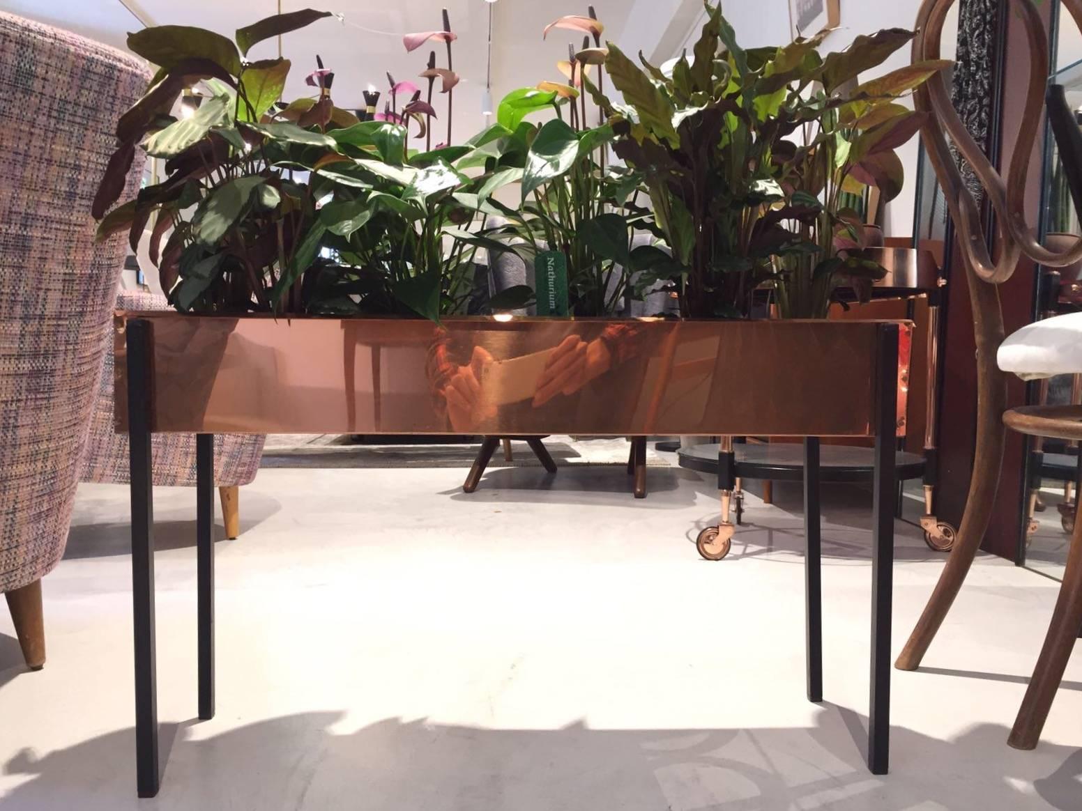 Swedish Mid-Century Scandinavian Copper Flower Table, Jardiniere 