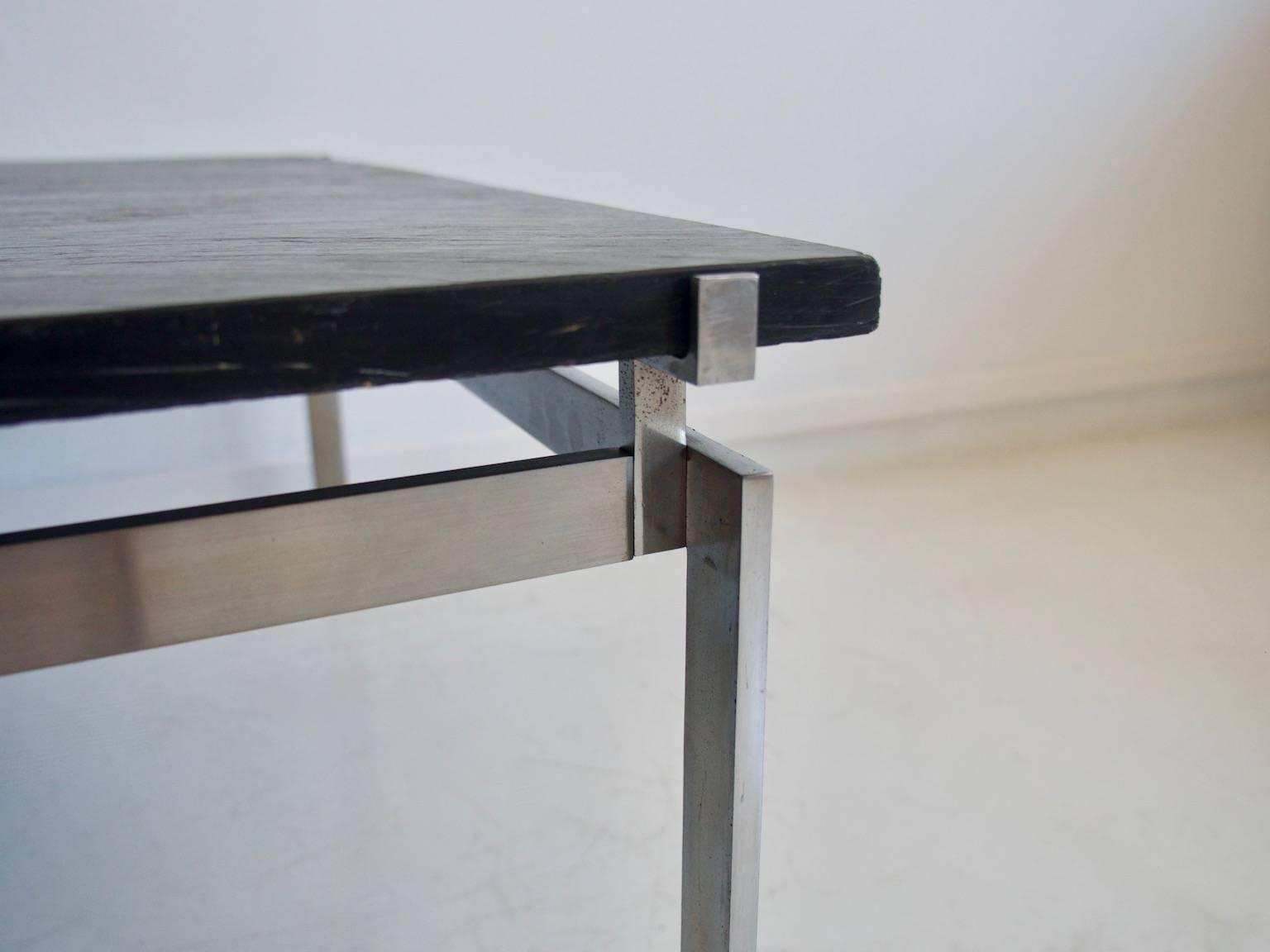 Danish Large Steel and Black Slate Coffee Table in the Style of Poul Kjaerholm