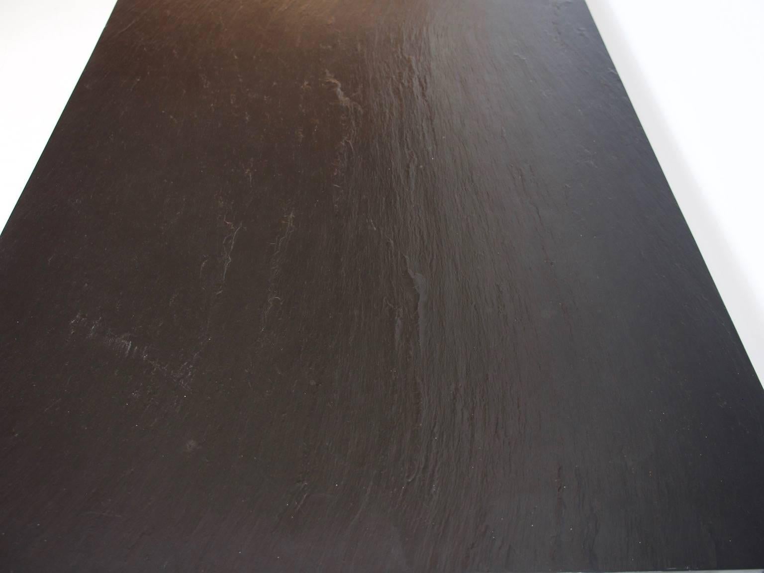 Oiled Large Steel and Black Slate Coffee Table in the Style of Poul Kjaerholm