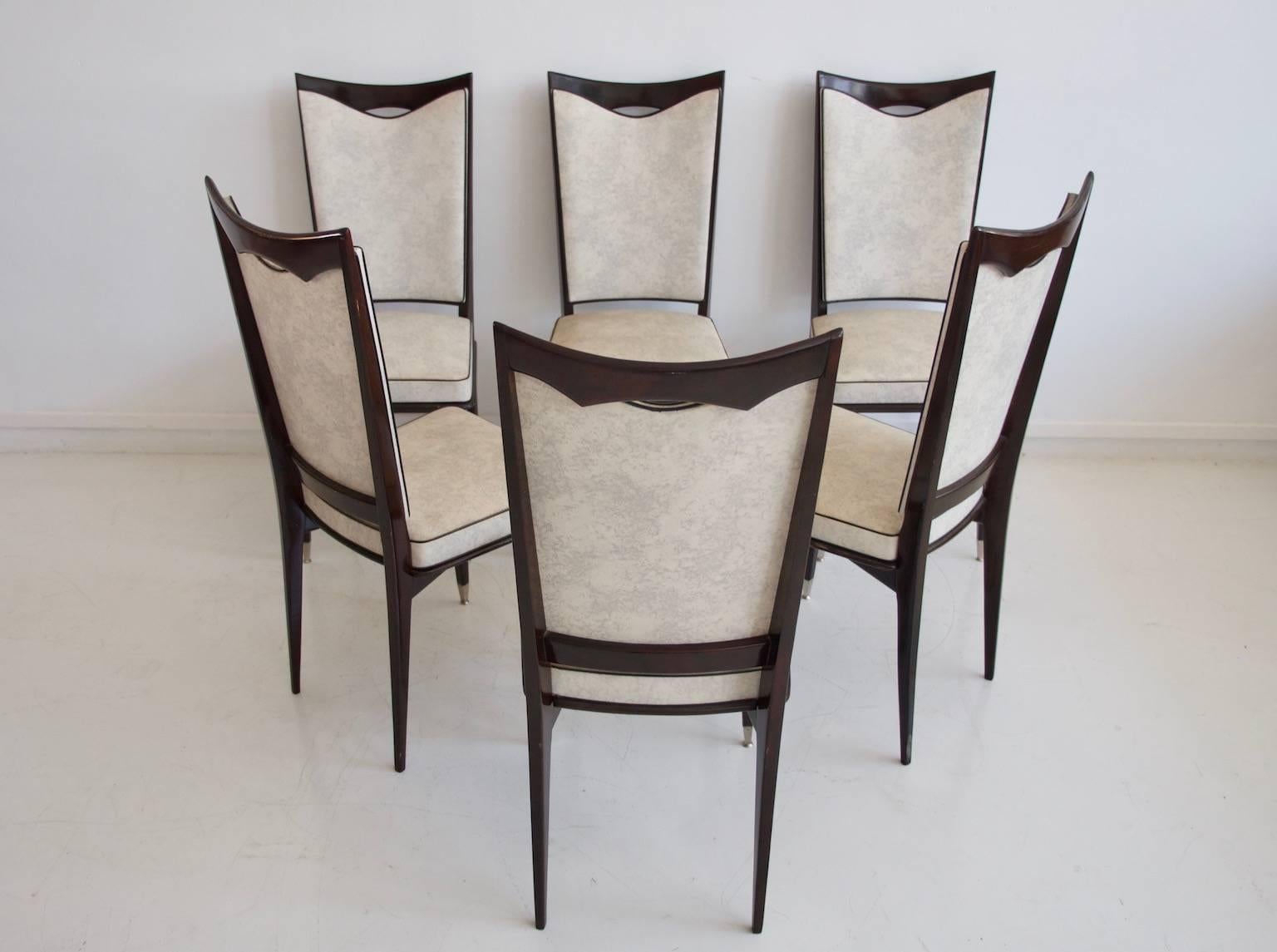 Six French Style Dinning Chairs on Dark Lacquered Oak In Excellent Condition In Madrid, ES
