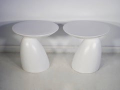 Pair of Round White Fiberglass Side Tables in the Style of Wendell Castle