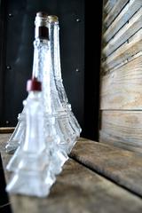 Original Series of Four Glass Flasks Representing the Eiffel Tower