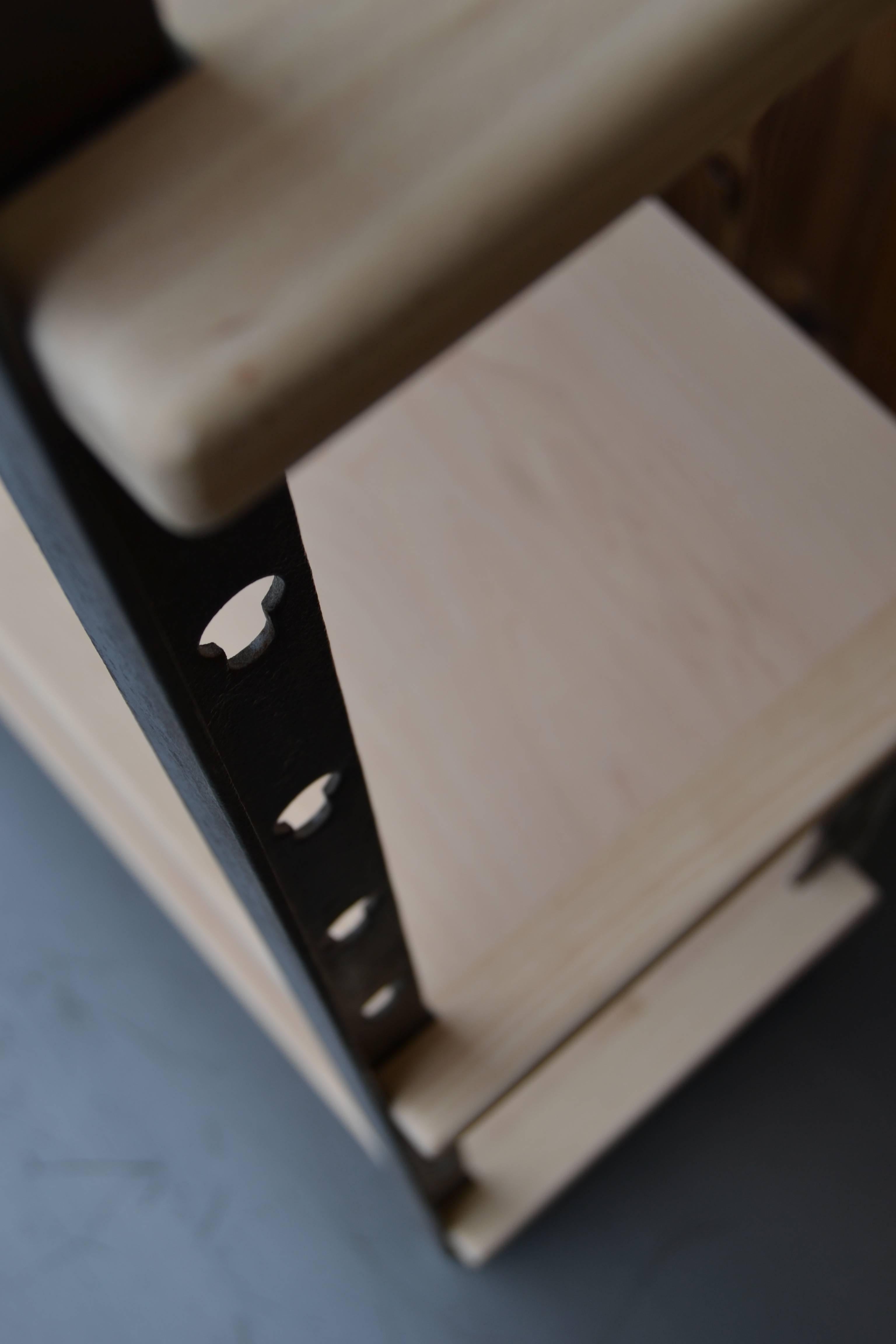 Industrial shelf from a former French hardware store from Lyon,
circa 1900.
Amounts are riveted.
Wood of decorated with mouldings beech traduction.
Can be custom-made.