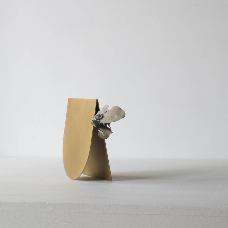 Wearing a Vase 03 Brass Object with Flowers Contemporary Zen style