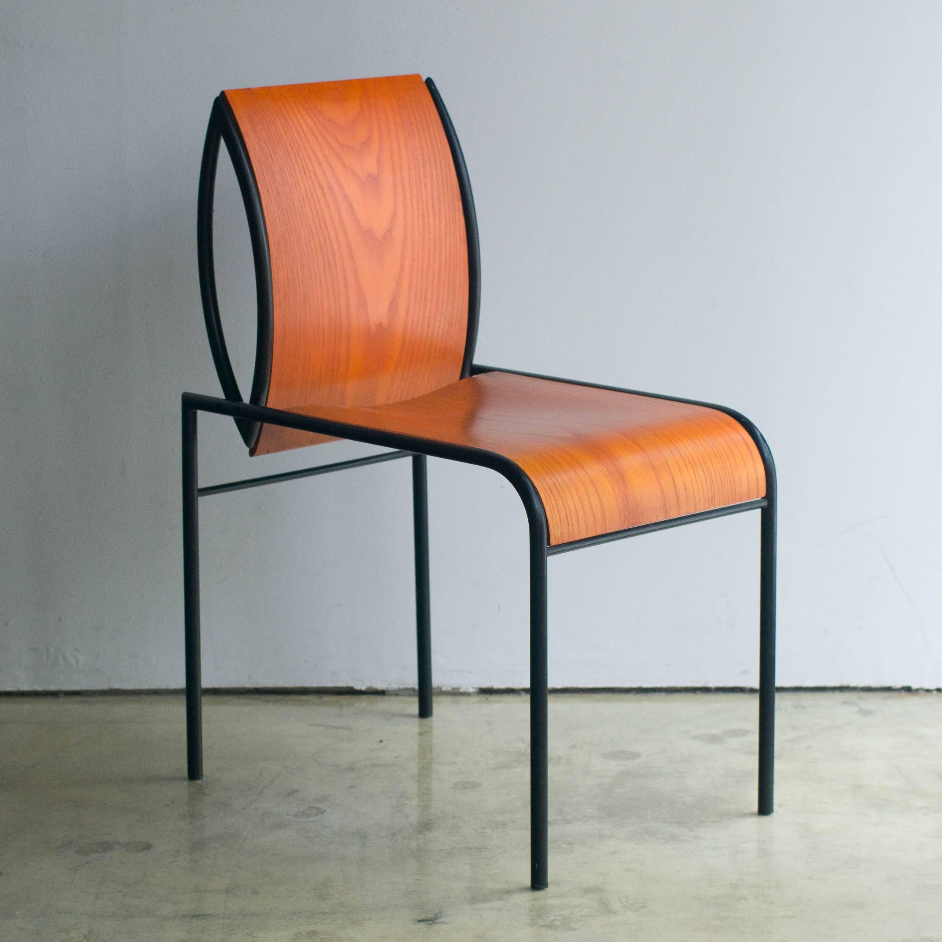 Late 20th Century Kim Steel and Plywood Chair Michele De Lucchi for Memphis Original 1980s For Sale