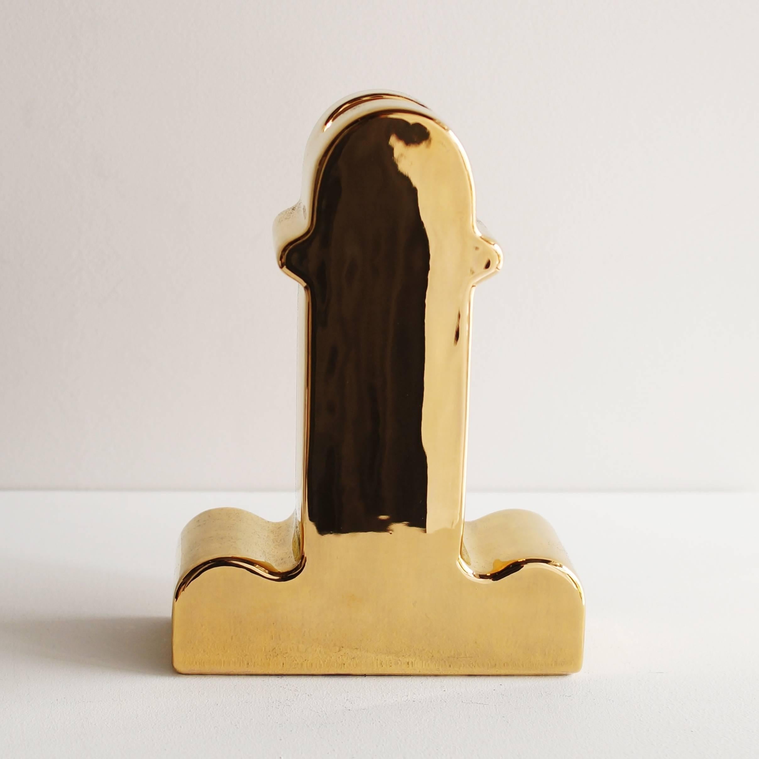 Shiva gold limited edition. Number is 37 of 50. Ettore Sottsass. 12-karat gold painted with black special box and 