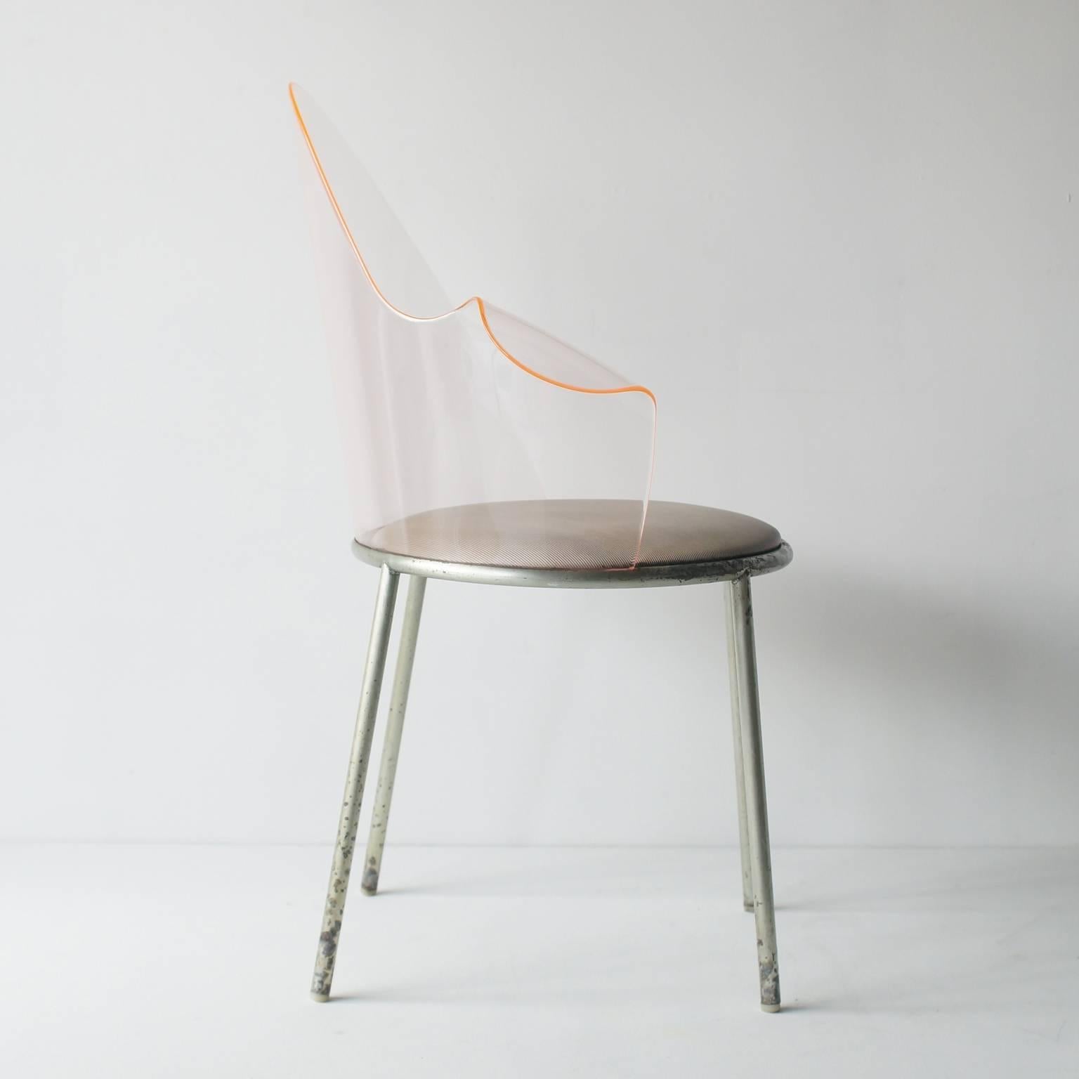 Post-Modern Acrylic Back Chair by Shiro Kuramata