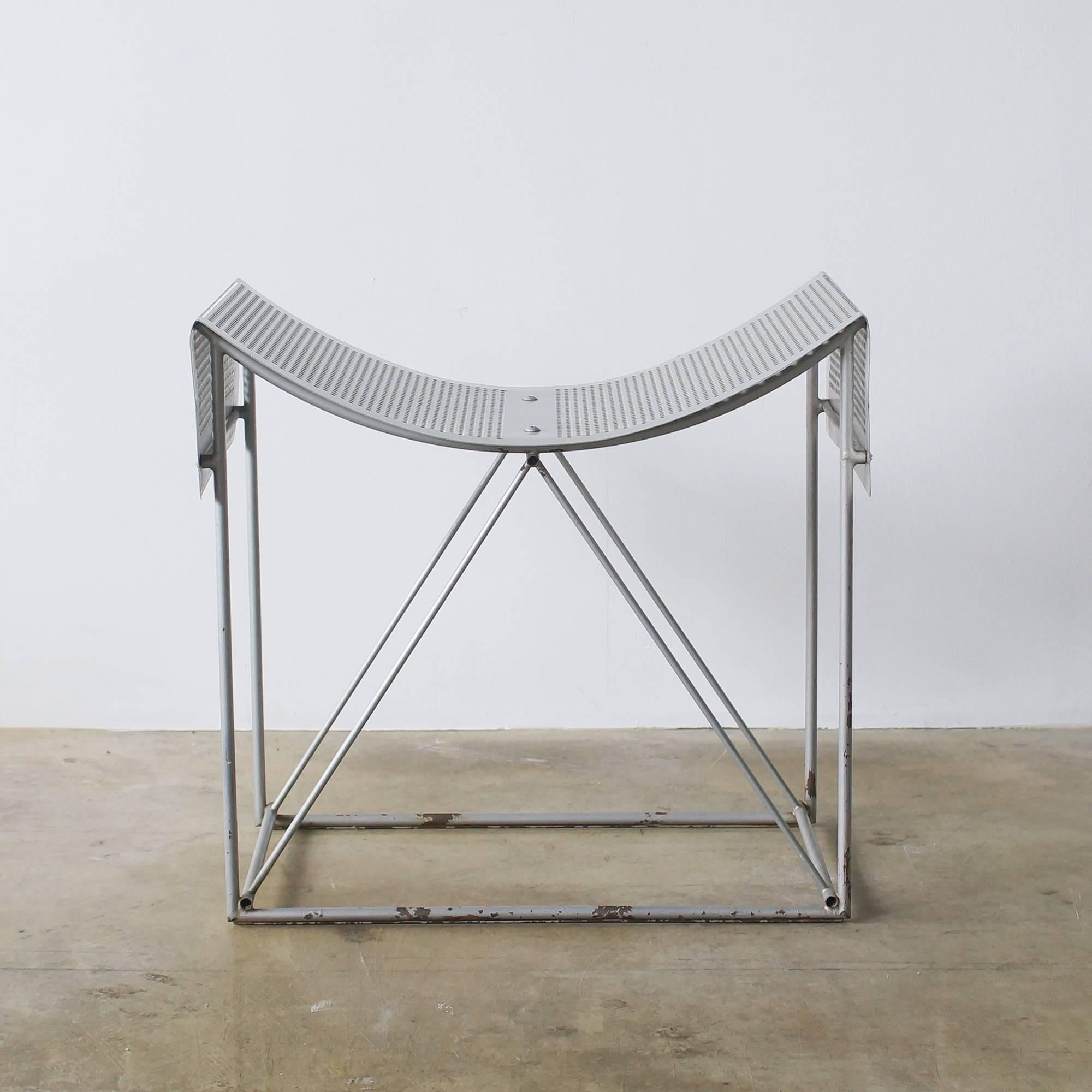 Side chair for House for East Tamagawa. This house was designed by the Architecture Itsuko Hasegawa in 1987. This chair was made as commissioned piece for this house by Teruaki Ohashi. Seat is bent punching aluminium.