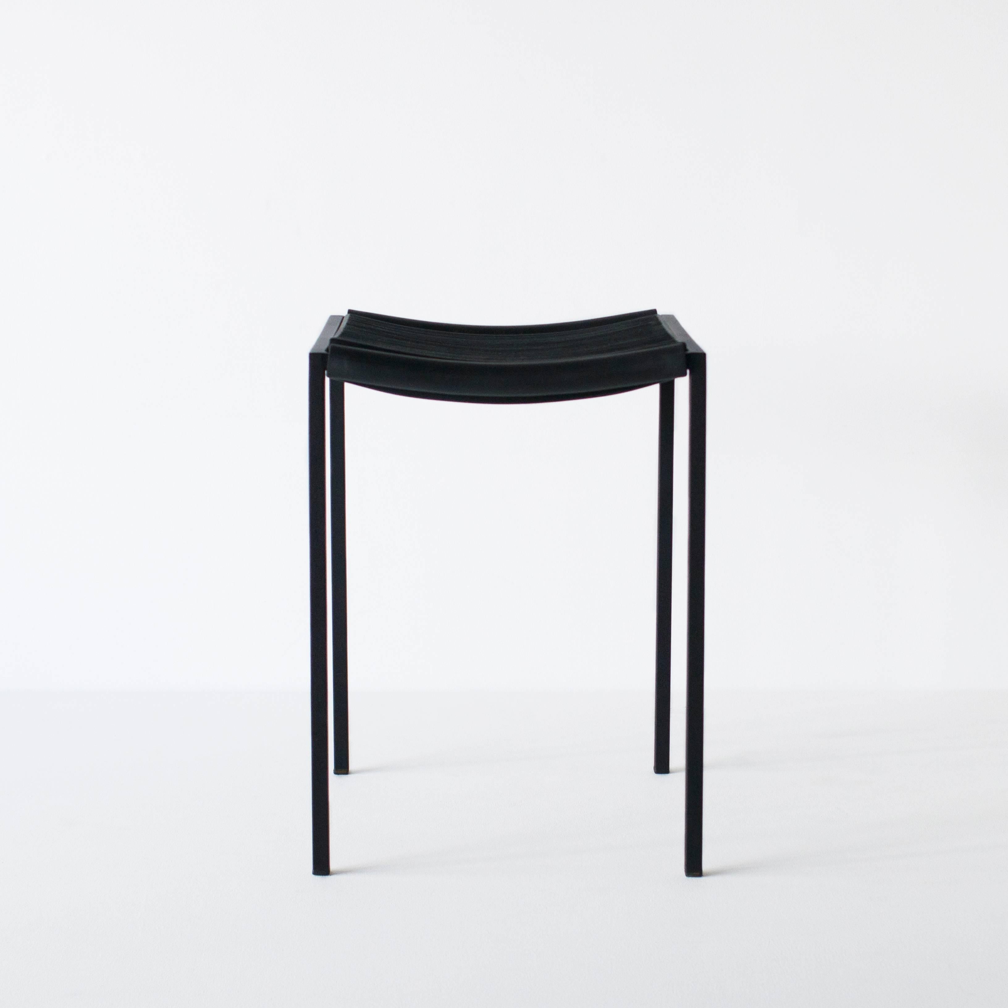 Stool designed by Maurizio Peregalli for Zeus. 
Slender legs with rubber seat. Two pieces available. Price is each one.
 