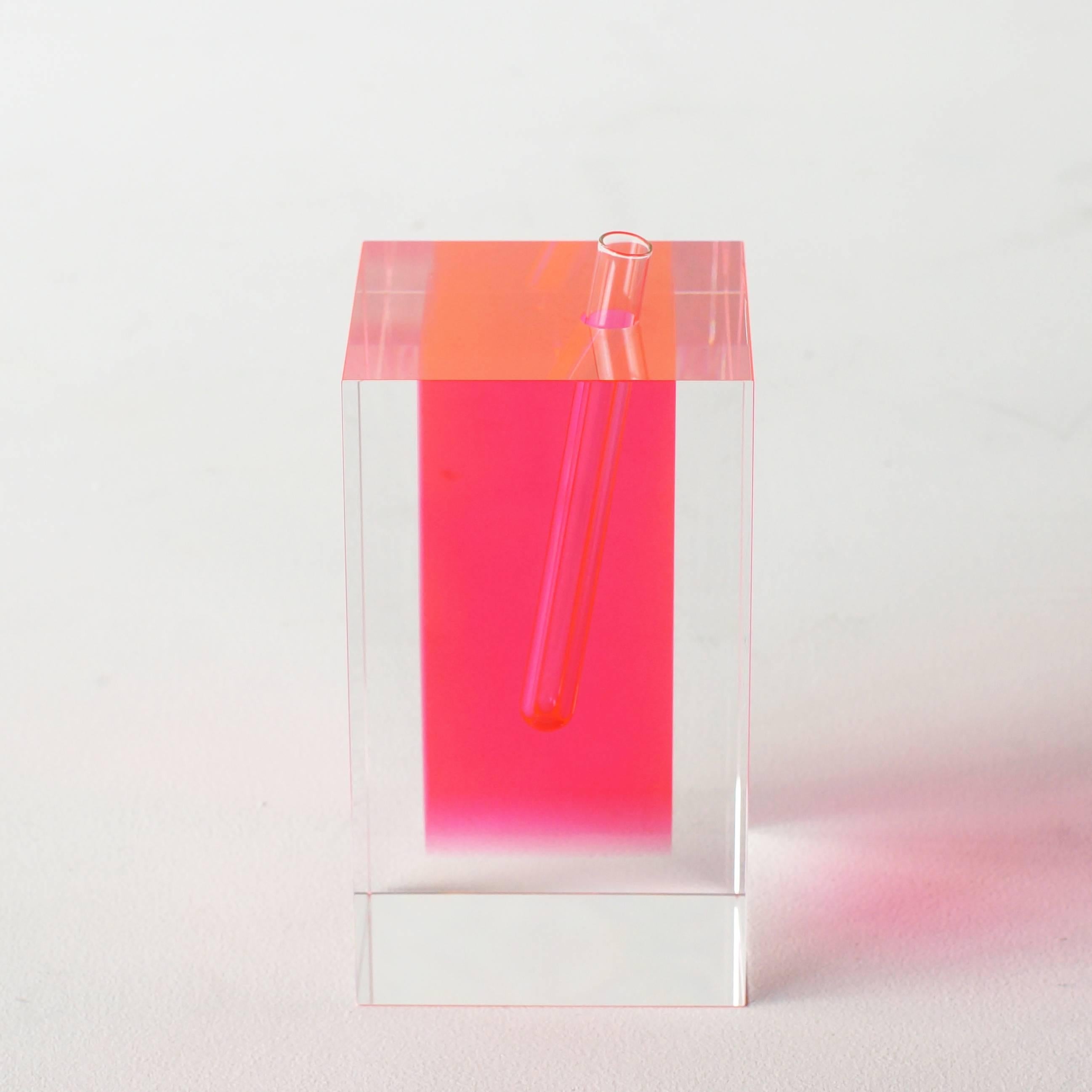Japanese Shiro Kuramata Pink Vase Acrylic