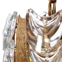 Palwa 1960s Stylish Glass & Brass Pendant Light