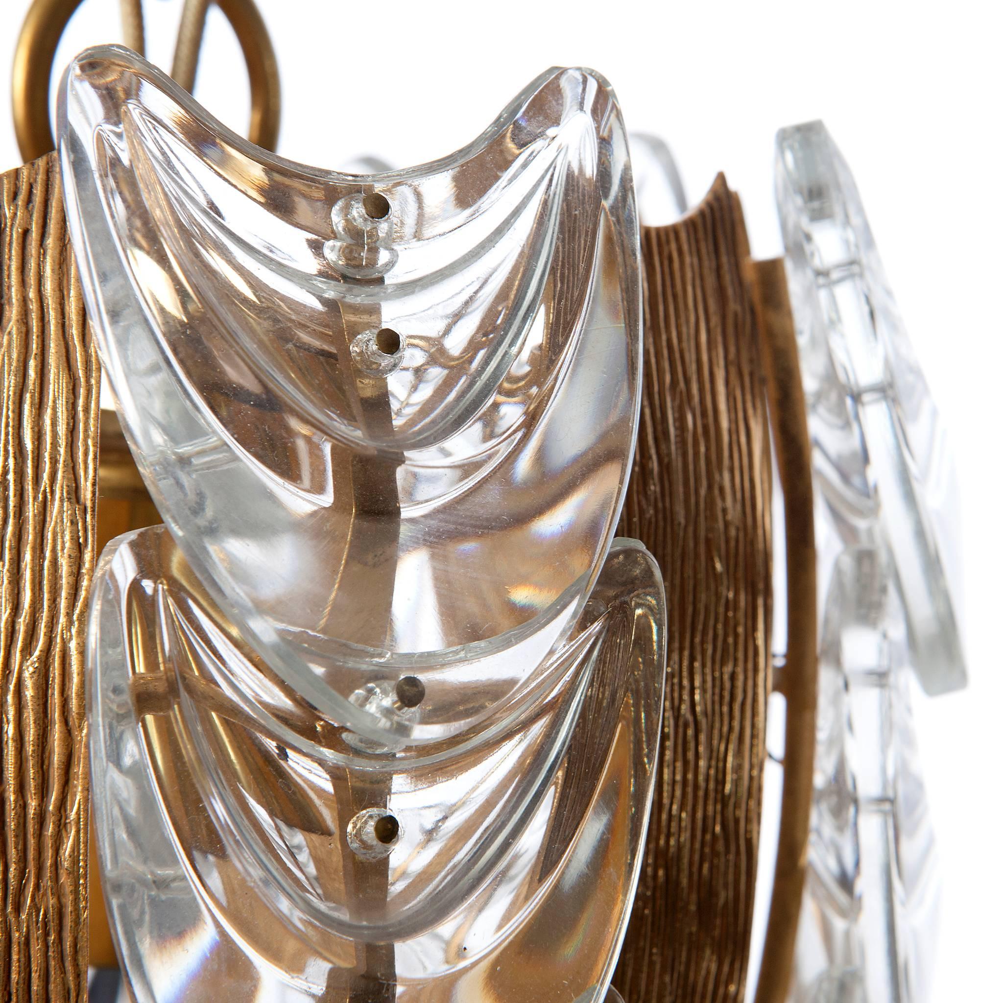 Mid-Century Modern Palwa 1960s Stylish Glass & Brass Pendant Light For Sale