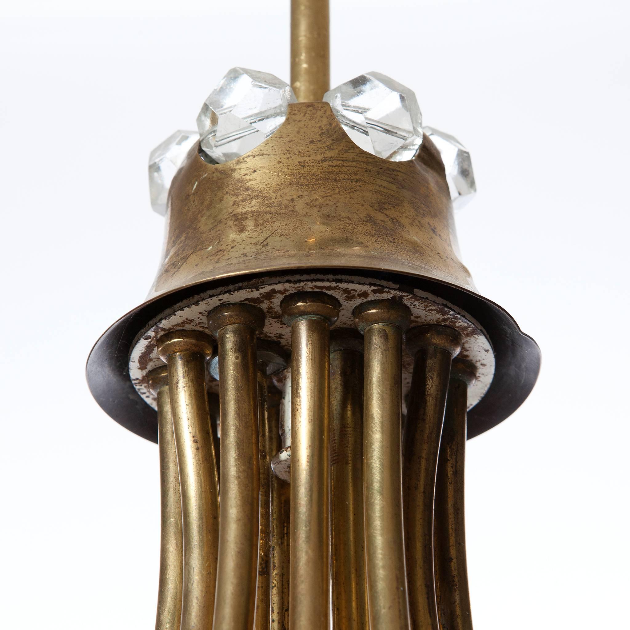 Mid-Century Modern 1960s Brass & Acrylic Chandelier by Emile Stejnar For Sale