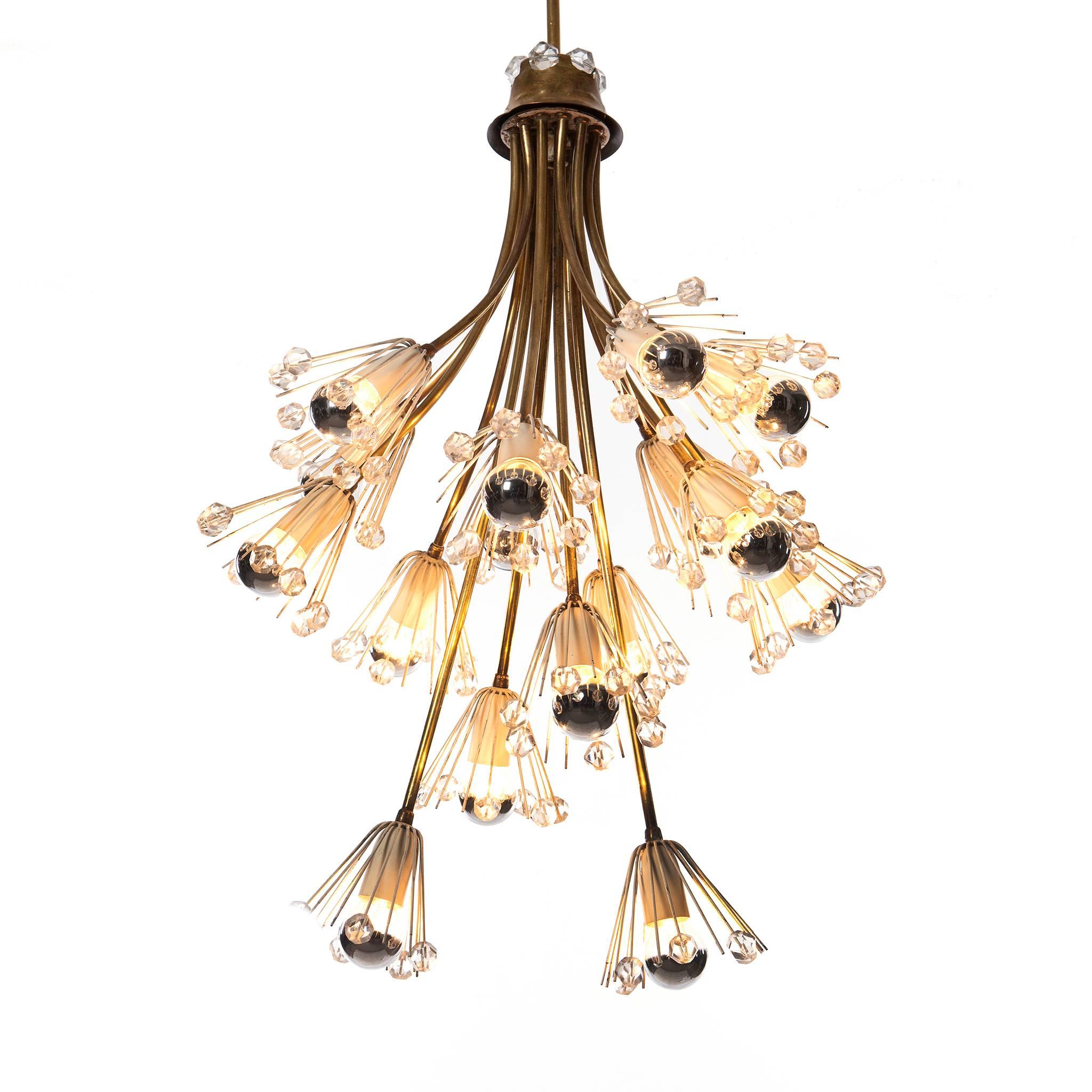 1960s Brass & Acrylic Chandelier by Emile Stejnar For Sale