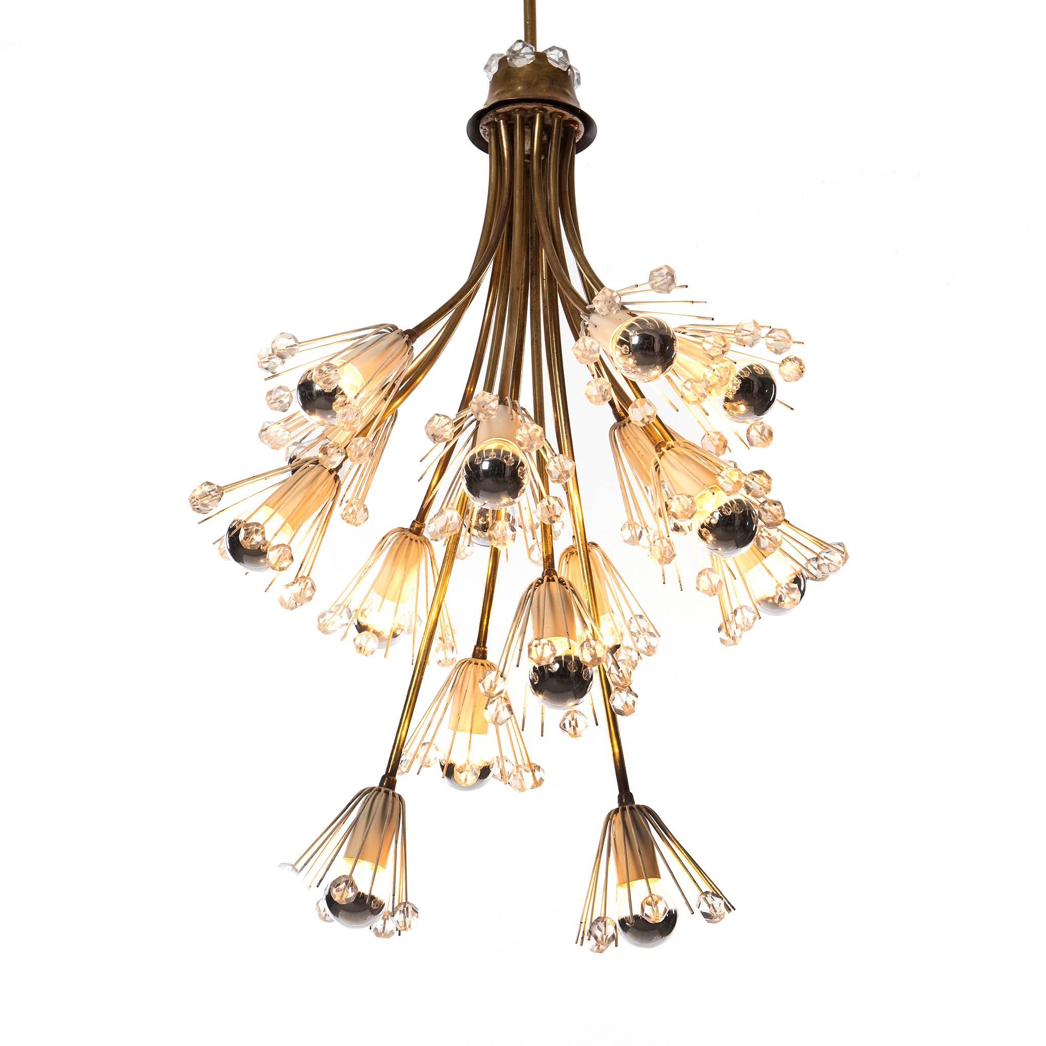  1960s Brass & Acrylic Chandelier by Emile Stejnar For Sale