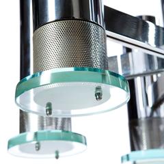 Lampadario a 6 luci in vetro e cromo degli anni '60 attribuito a Fontana Arte