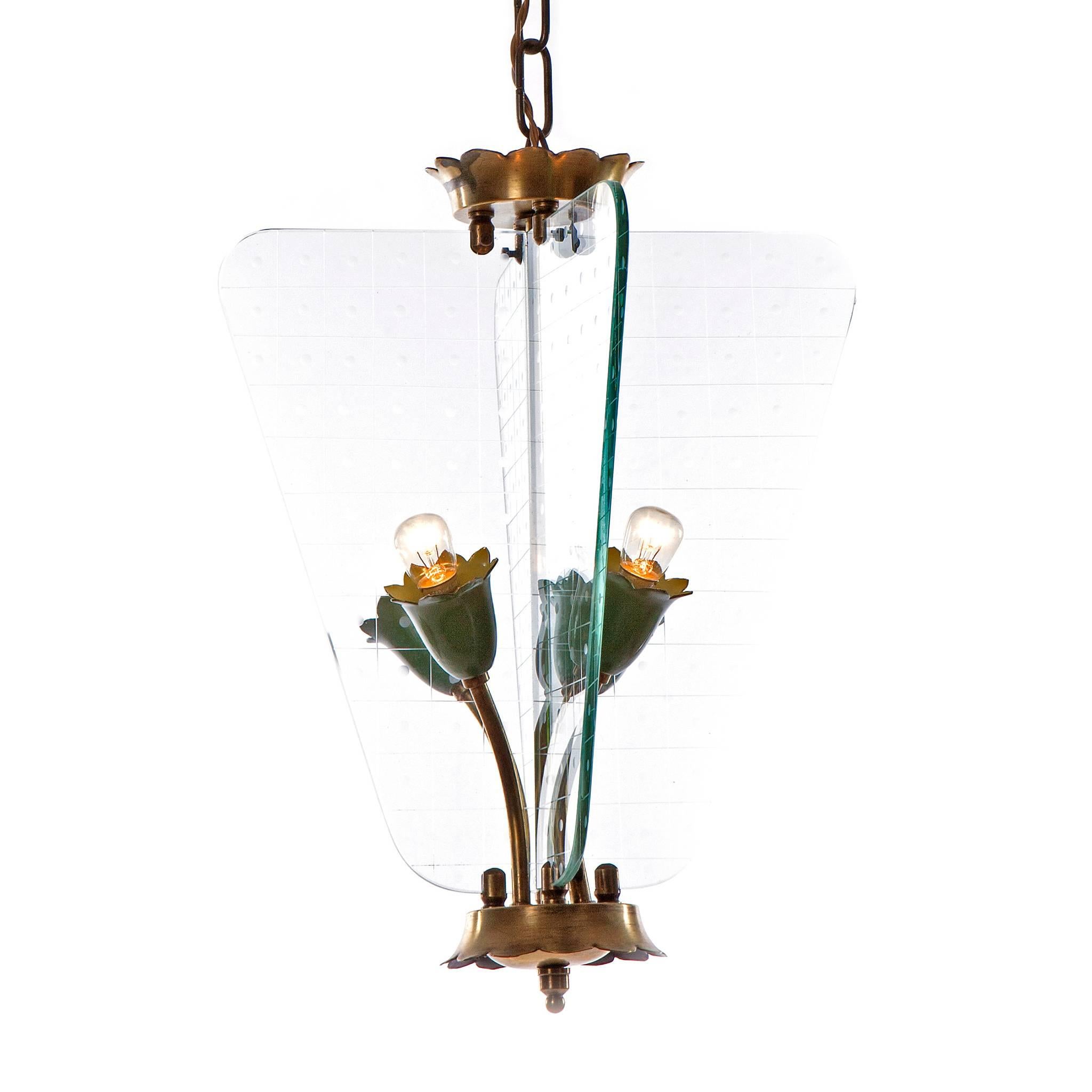1940's four light Lantern Attributed to Fontana Arte  For Sale