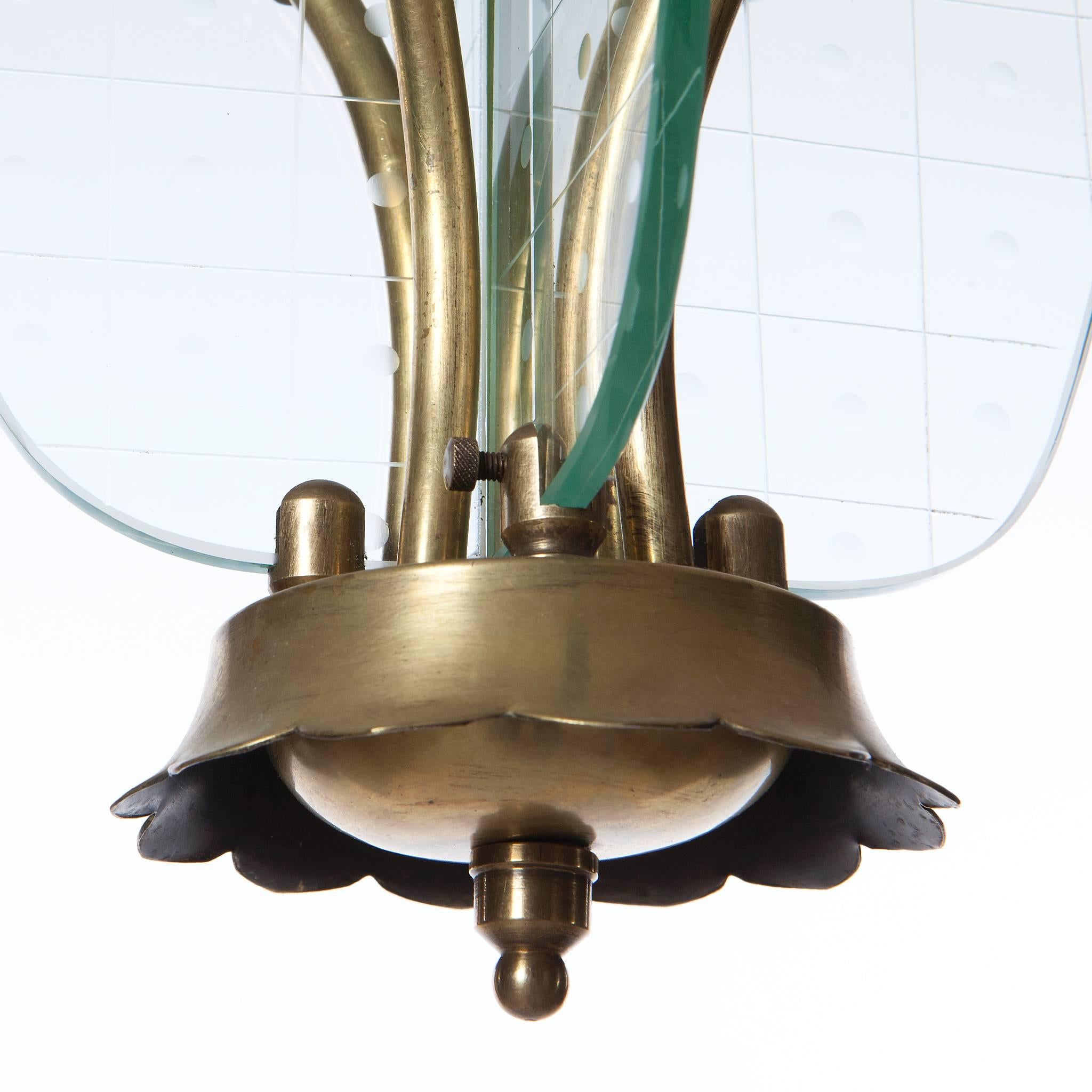 Italian 1940's four light Lantern Attributed to Fontana Arte  For Sale