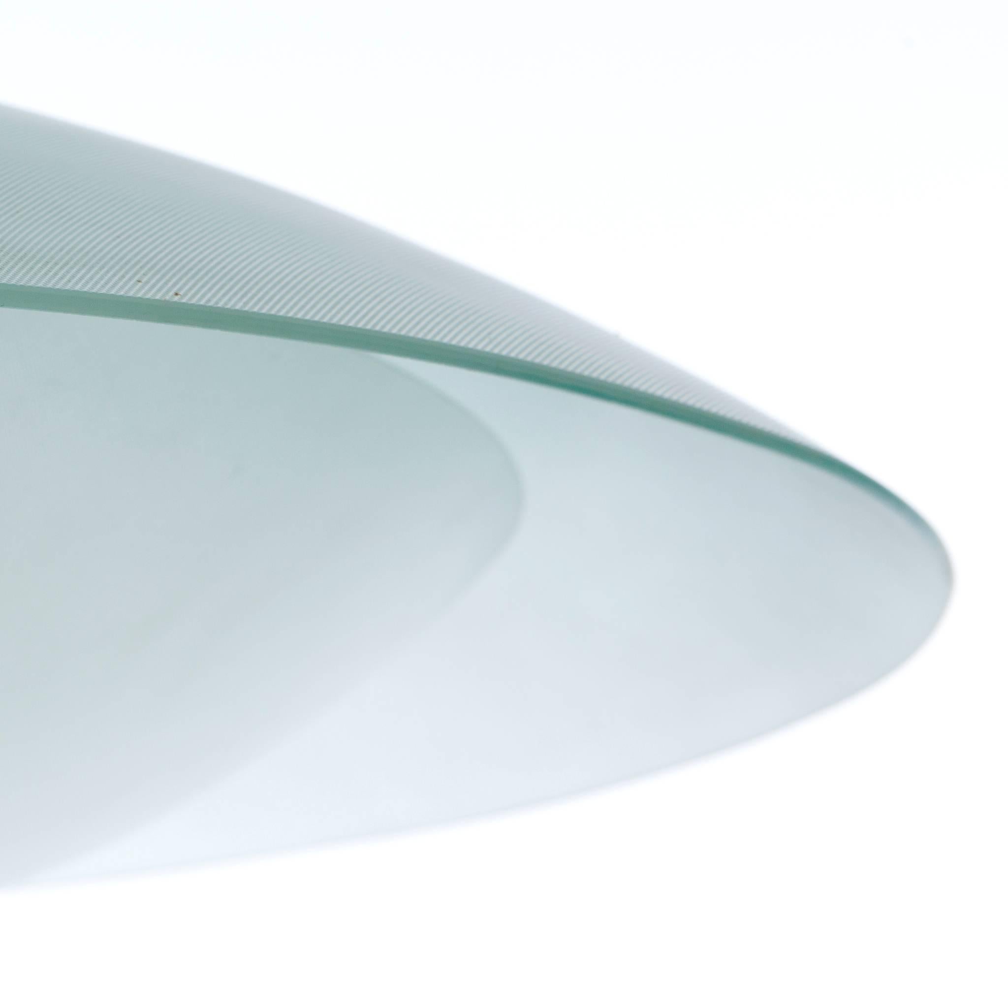 Pressed 1950s Large Six-Light Satin Glass Pendant attributed to Max Ingrand, Fontana Art For Sale