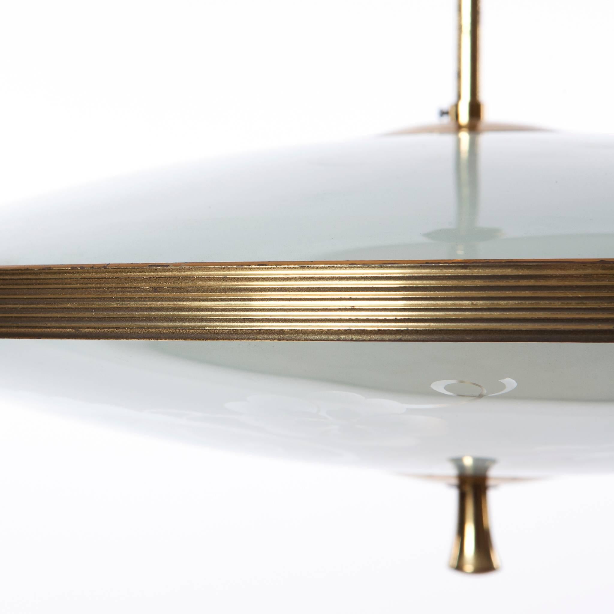Mid-Century Modern 1940s Three-Light Pendant attributed to Pietro Chiesa for Fontana Arte, Italy For Sale