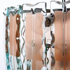 1960's Steel & Colored Glass Pendant Attributed to Crystal Arte