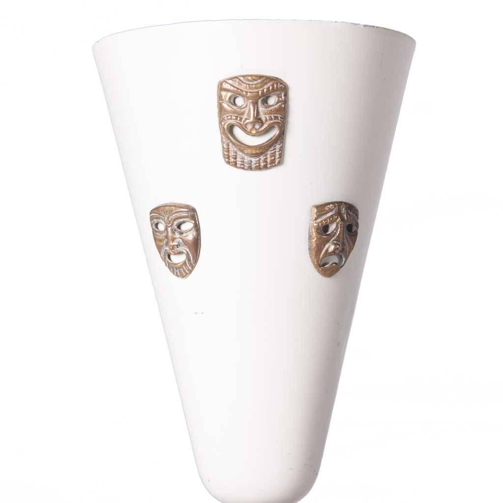Lámpara de mesa con máscara de acero, latón y cristal de los años 50 al estilo de Gio Ponti Moderno de mediados de siglo en venta
